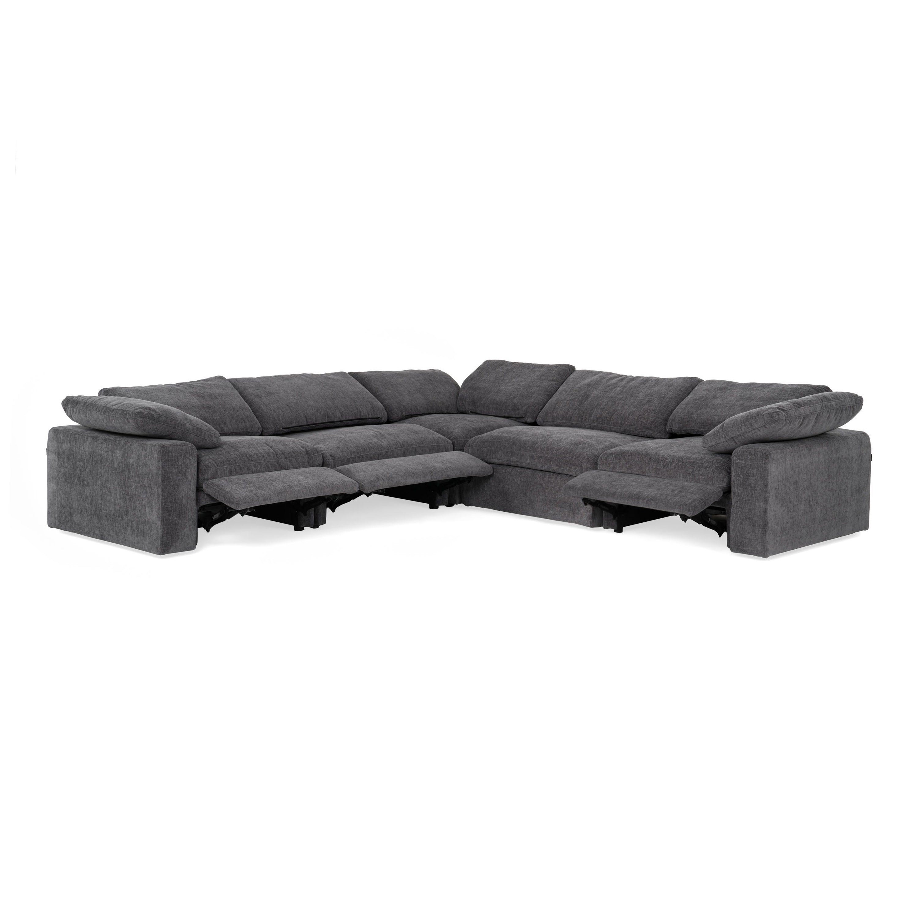 Corinth Modern Fabric Sectional Sofa with 3 Power Recliners