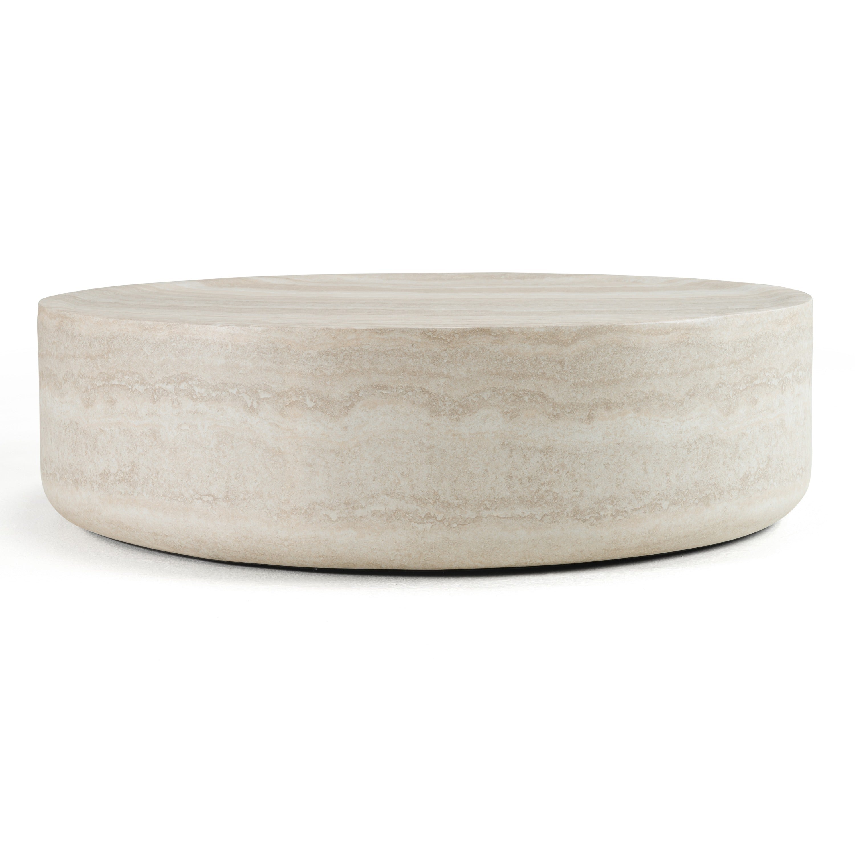 Cozad Modern Faux Travertine Round Coffee Table
