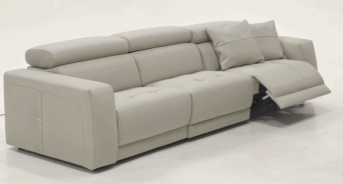 Dalton Modern Italian Leather 4-Seat Sofa and 2 Recliners