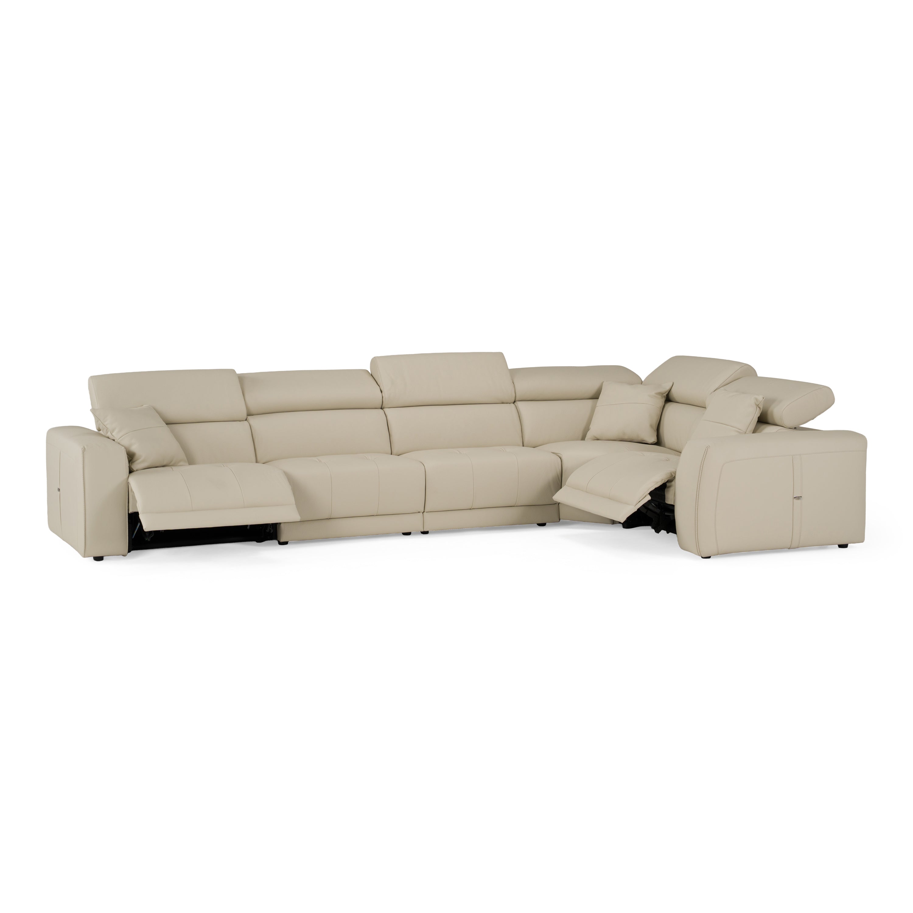 Dalton - Modern Italian Oyster Leather Sectional and 2 Recliners