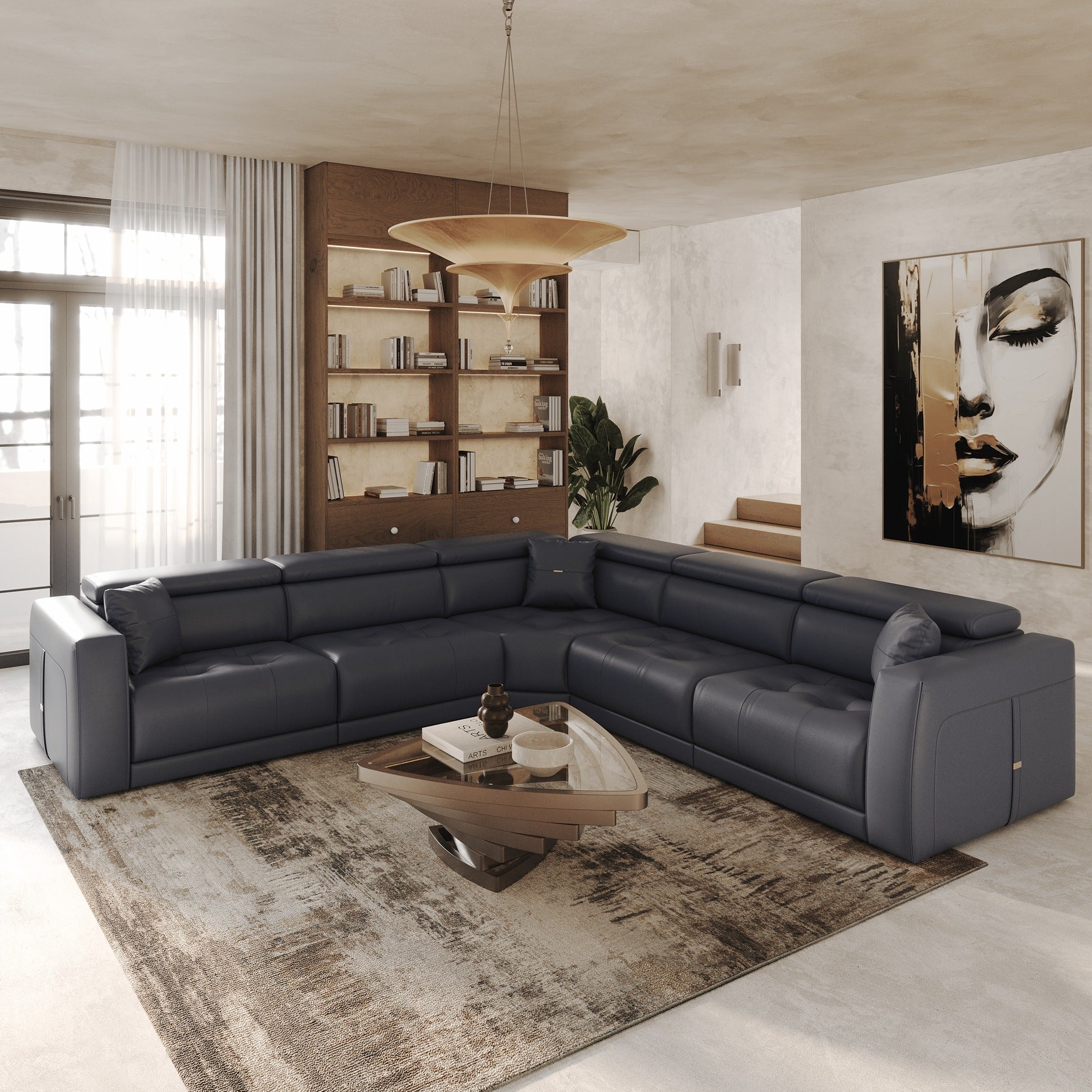 Dalton Modern Italian Leather Sectional Sofa Recliners