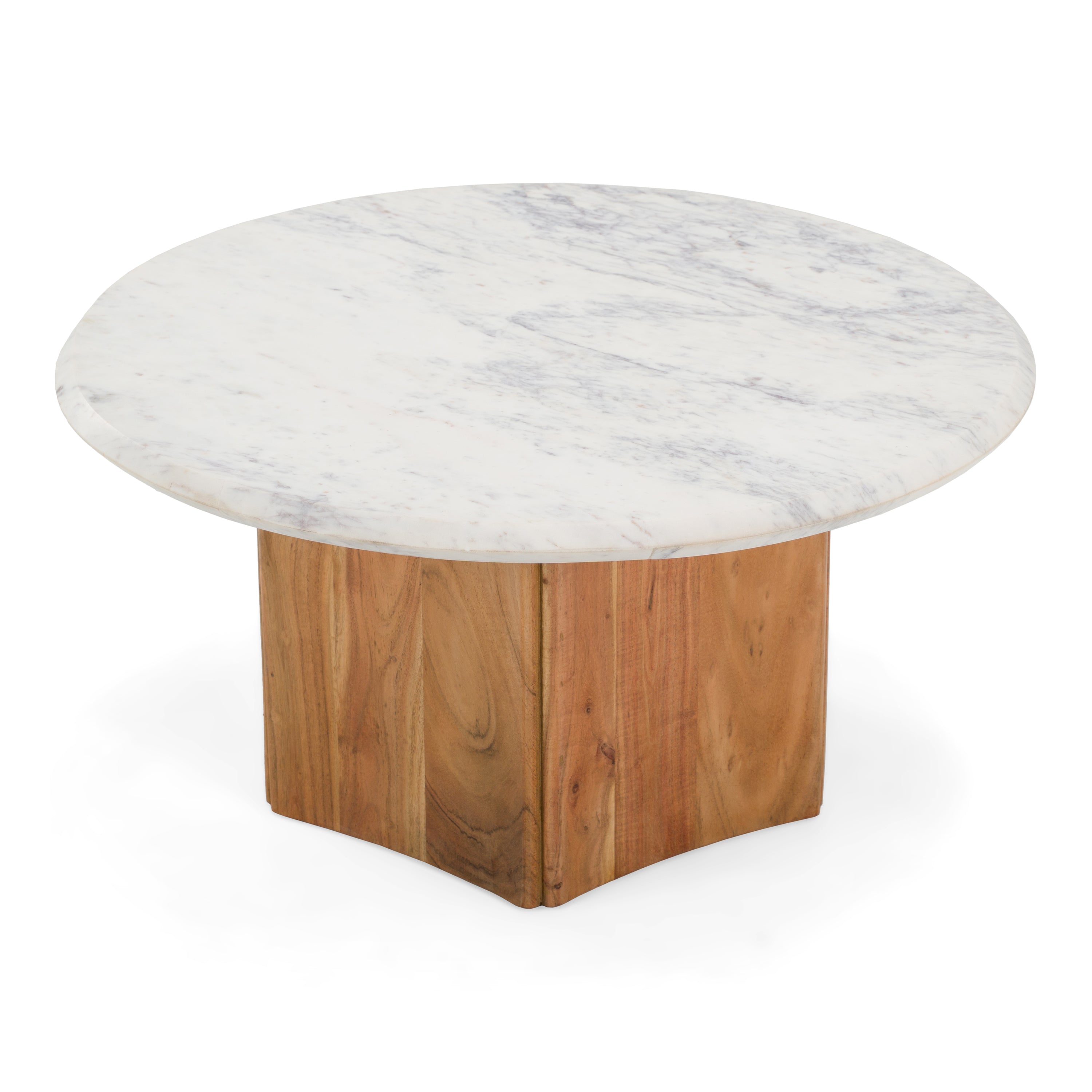 Dillinger Modern Marble and Mango Wood Coffee Table