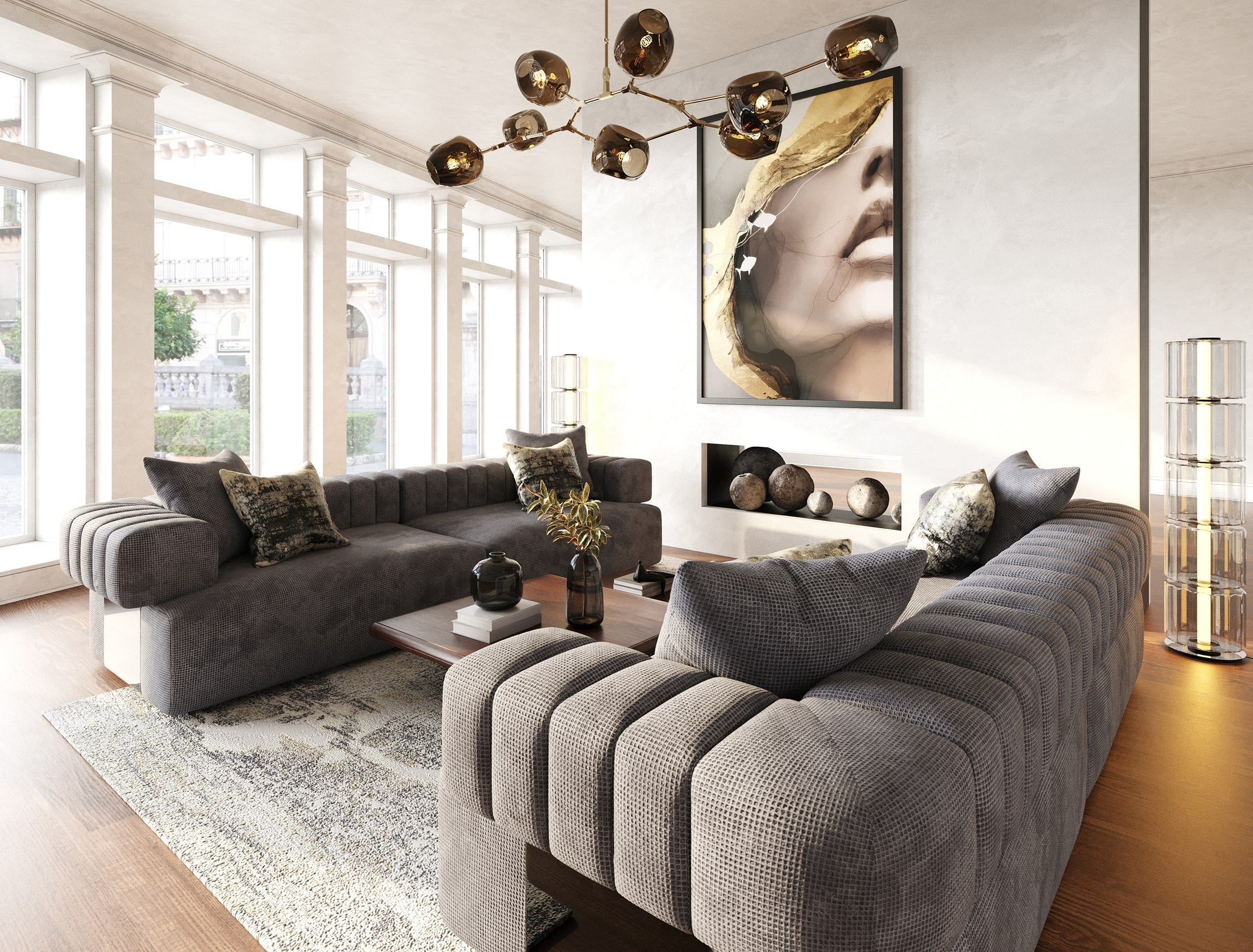 Moreno Modern Fabric 4-Seater Sofa