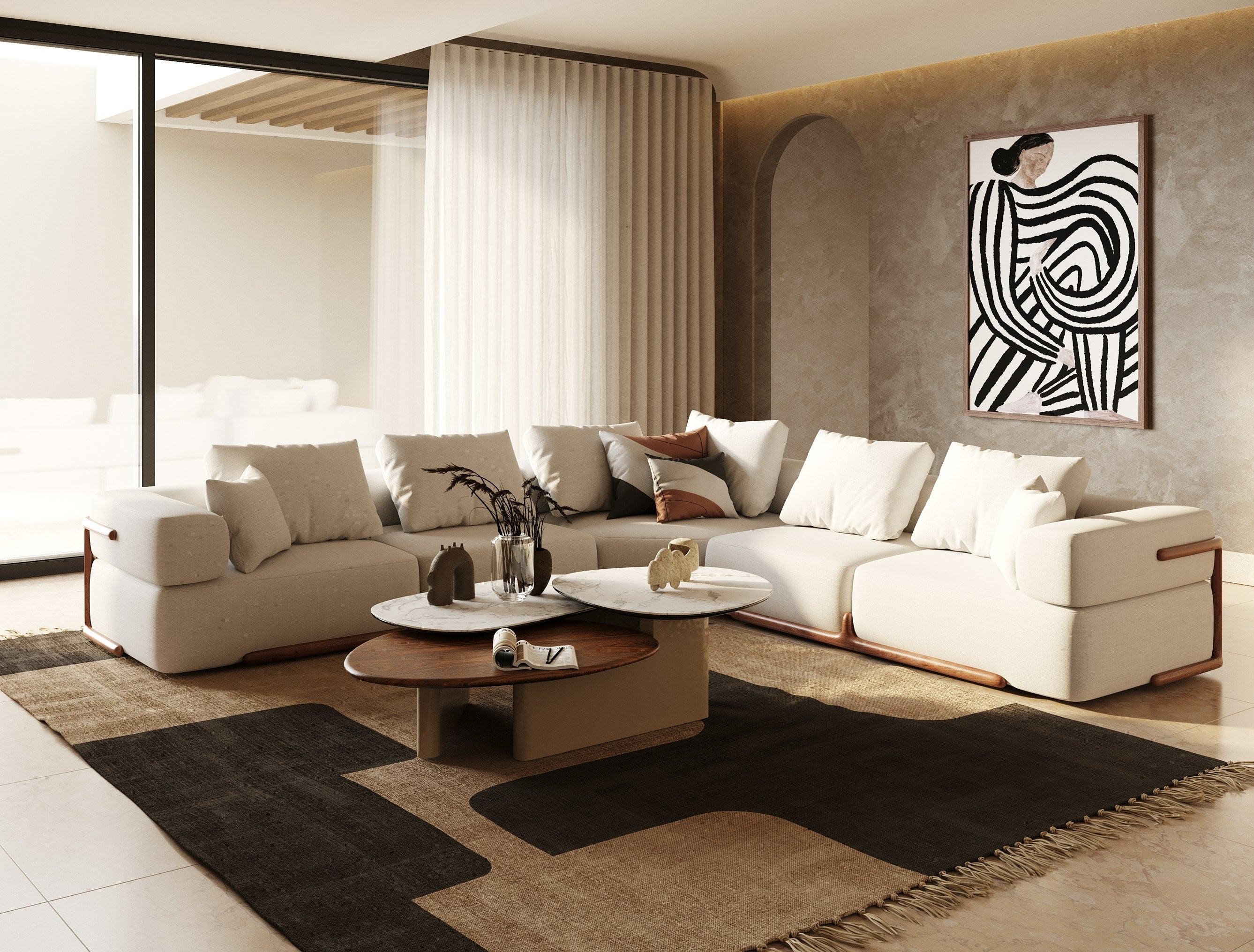Simone Modern Fabric Sectional Sofa