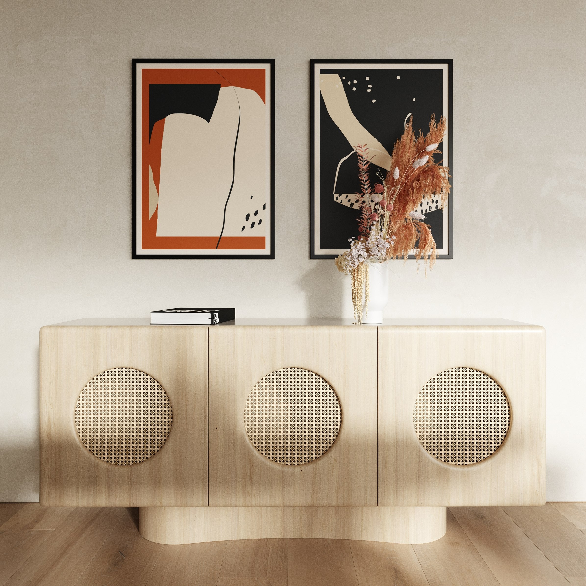 Nova Domus Osaka - Modern Natural Ash + Rattan Buffet-Buffet-VIG-Wall2Wall Furnishings