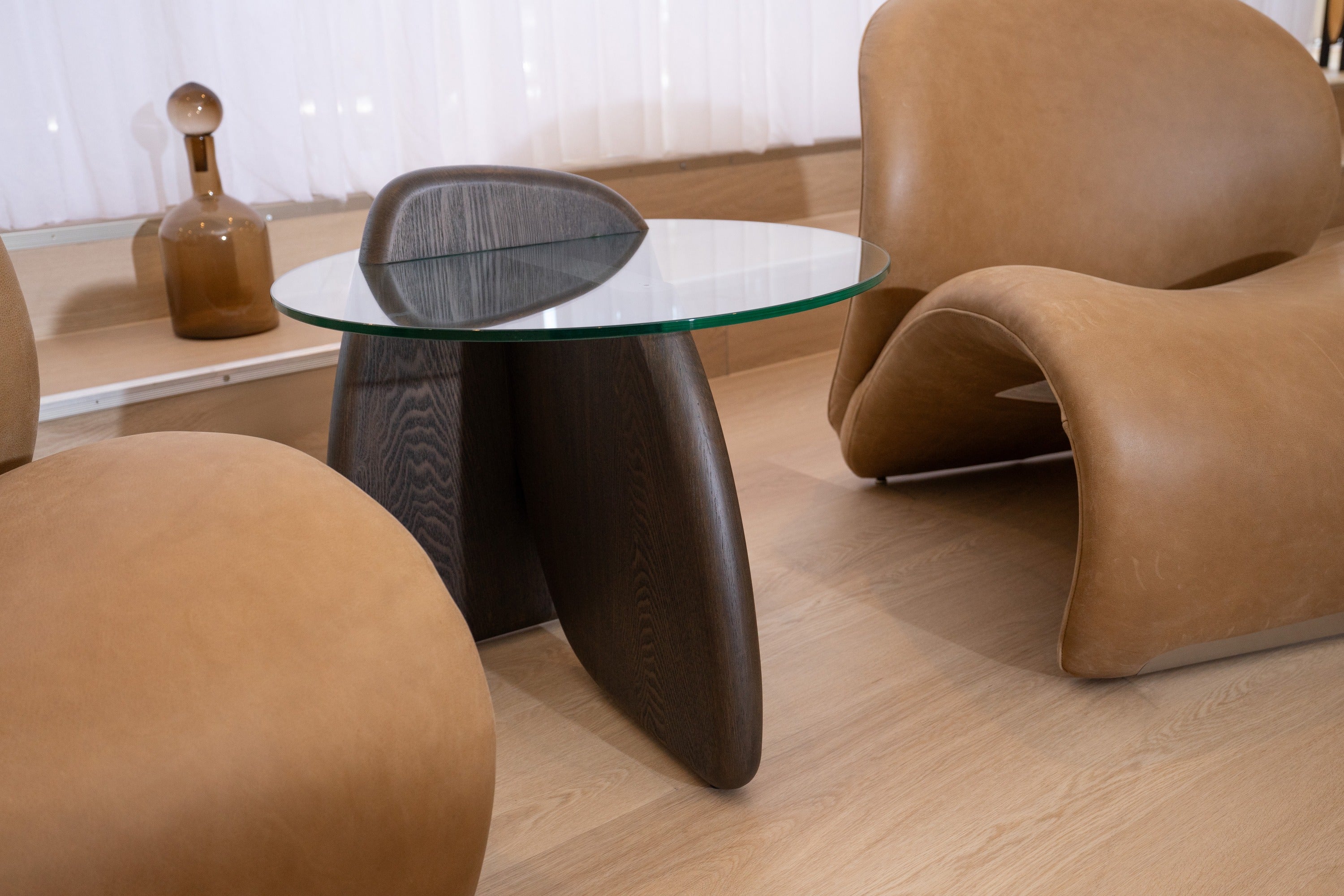 Buxton Mid-Century Modern Glass and Dark End Table