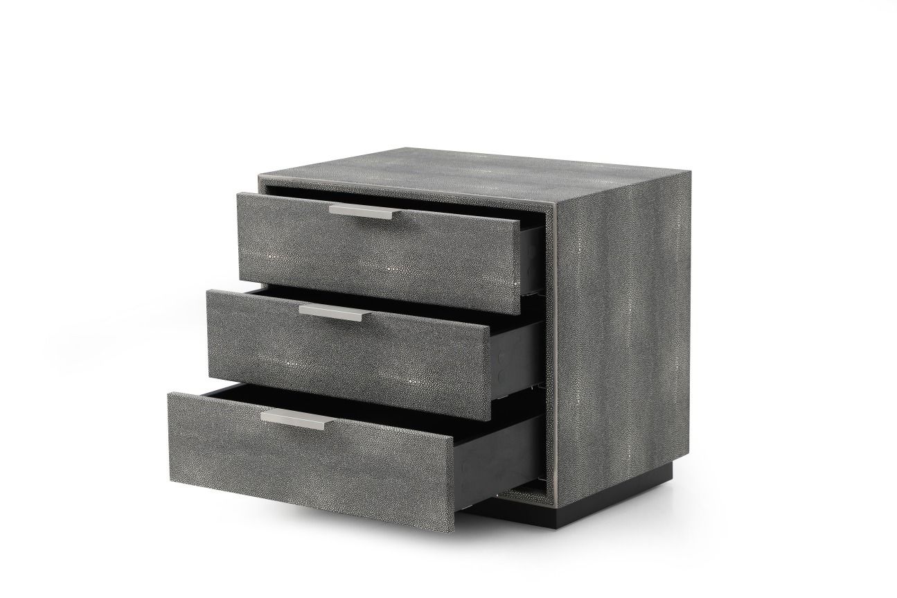 Dynasty Modern Shagreen Bedroom Set 3 Drawer