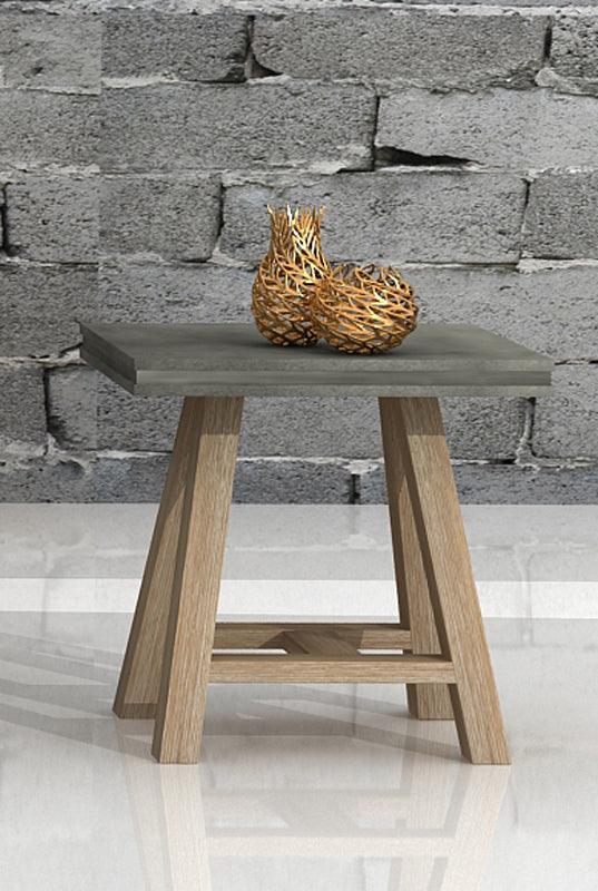 Civic Modern Concrete & Acacia End Table