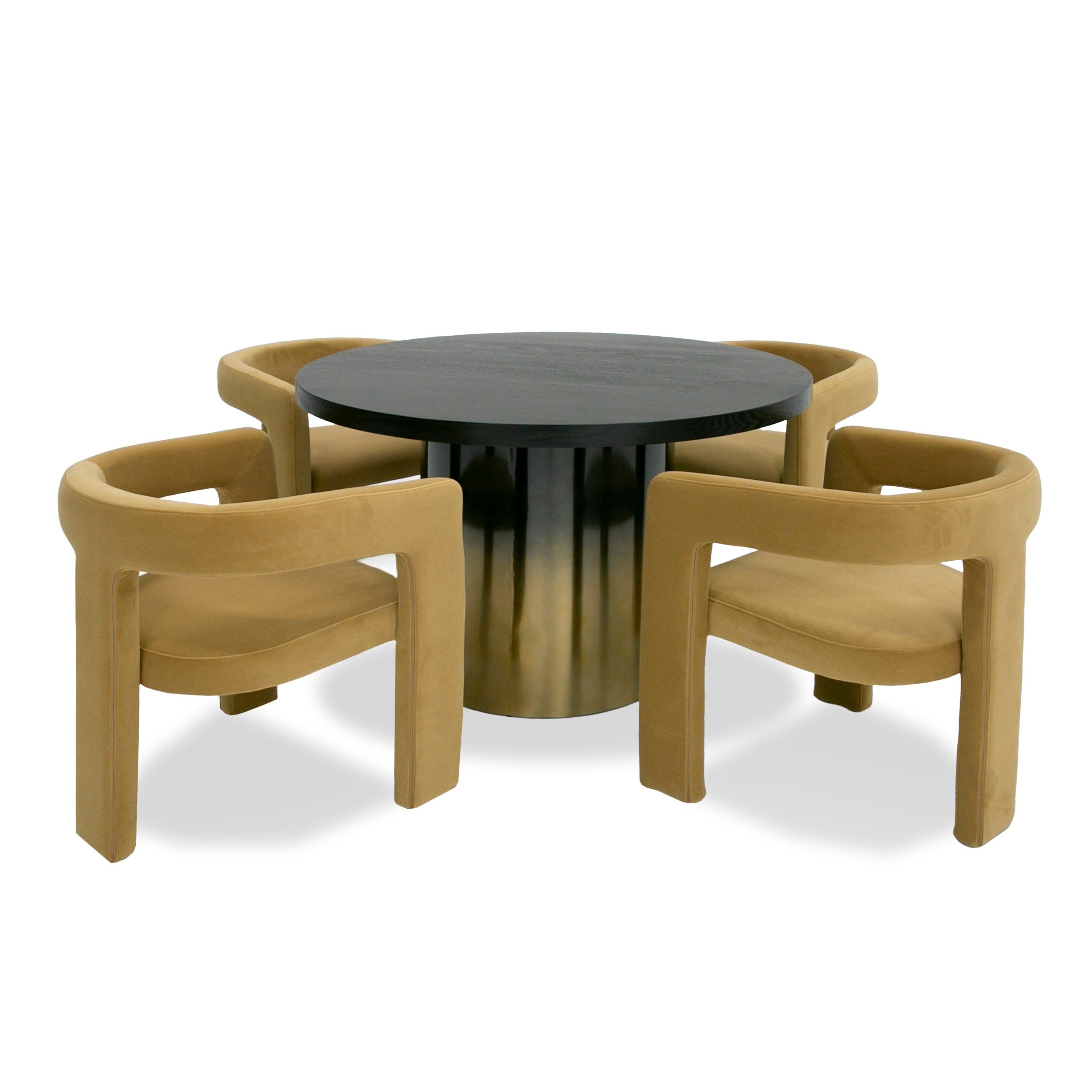 Modrest Elmira Glam Ash Gradient Stainless Steel Round Dining Table