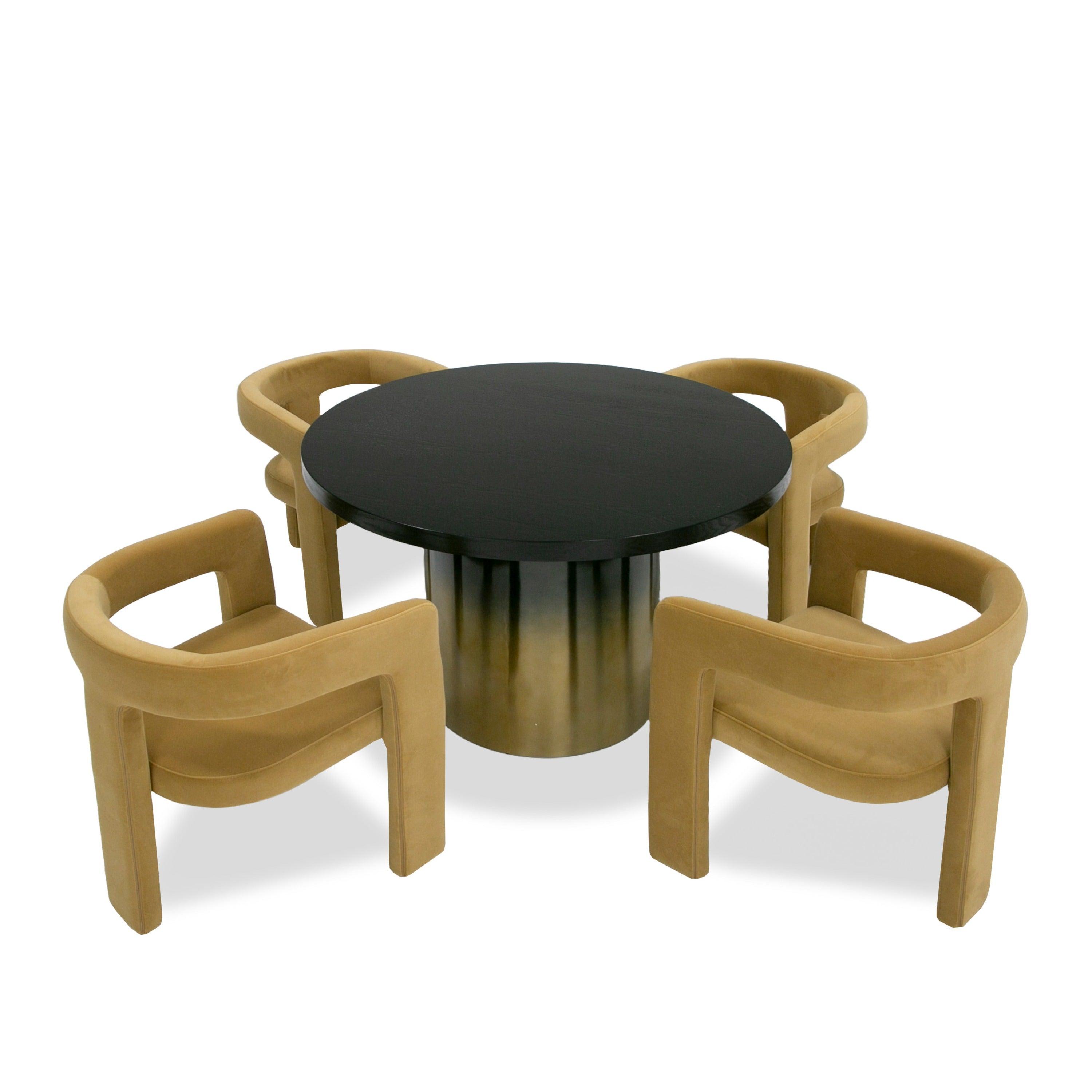 Modrest Elmira Glam Ash Gradient Stainless Steel Round Dining Table