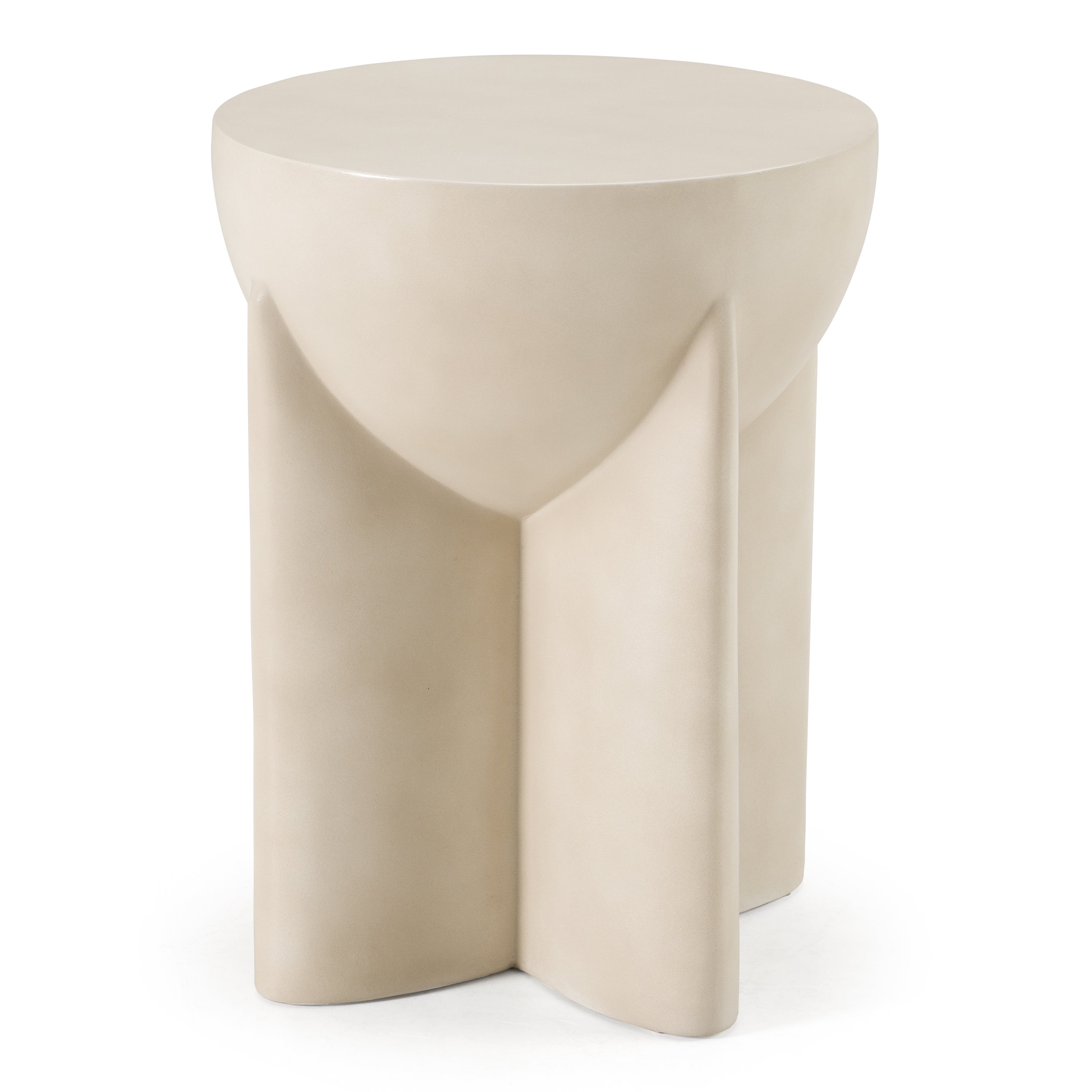 Elsa Modern Oyster Concrete Round End Table