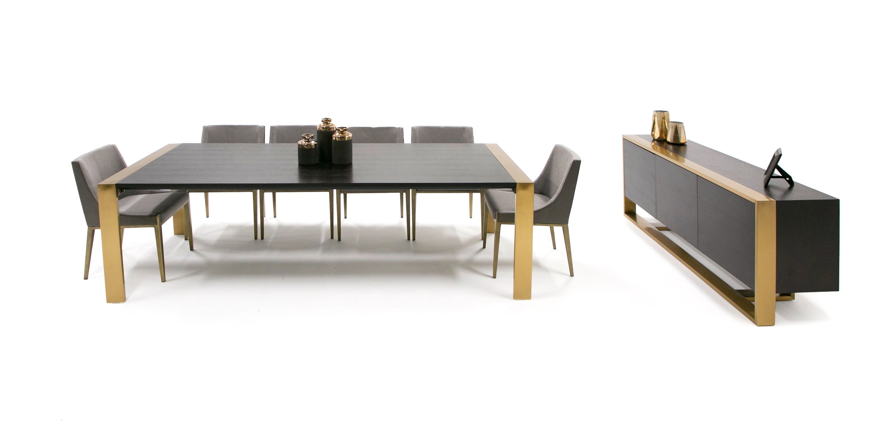 Modrest Fauna - Modern Wenge and Brass Dining Table-Dining Table-VIG-Wall2Wall Furnishings