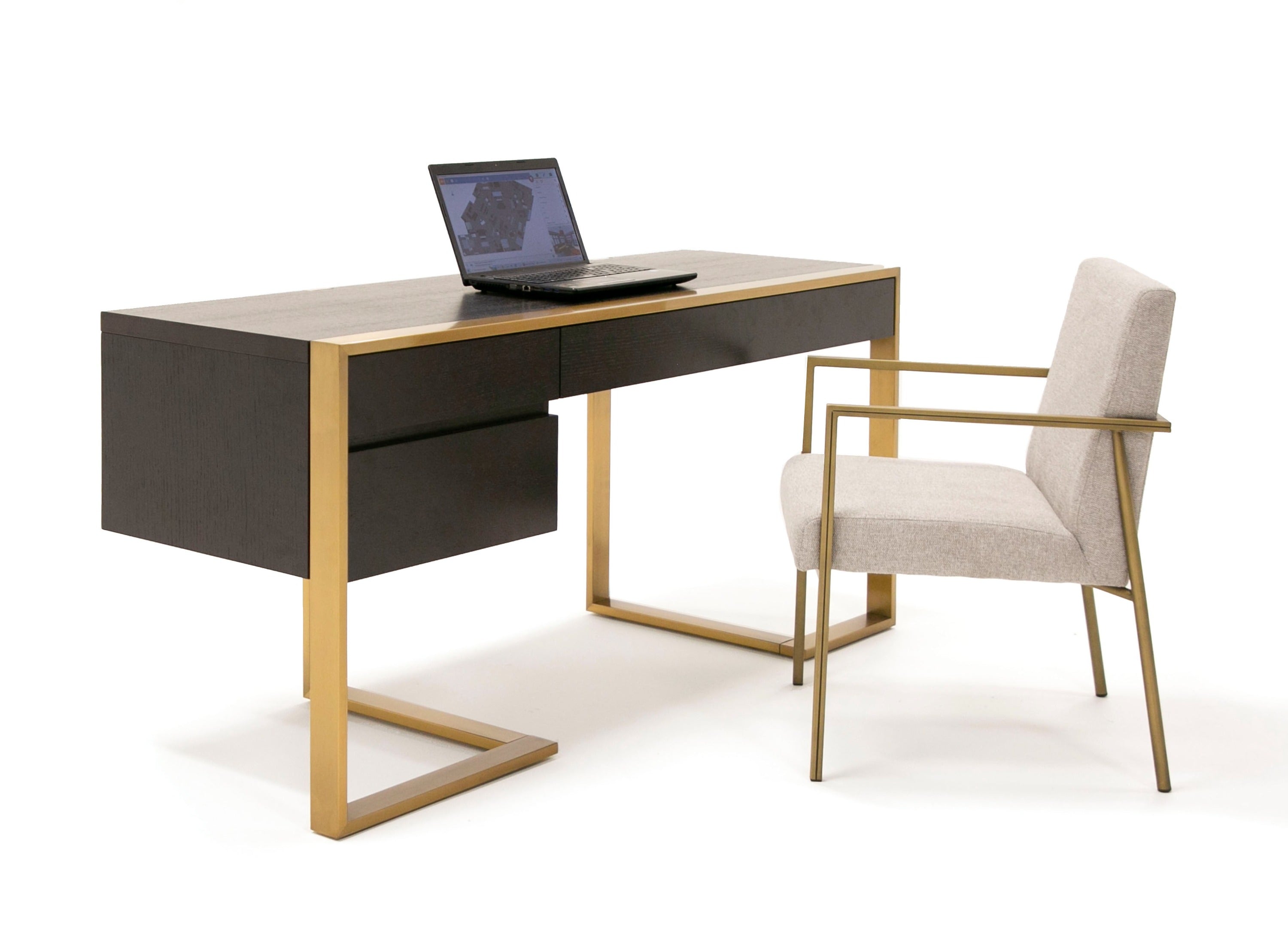 Modrest - Modern Fauna Wenge and Brass Desk-Desk-VIG-Wall2Wall Furnishings