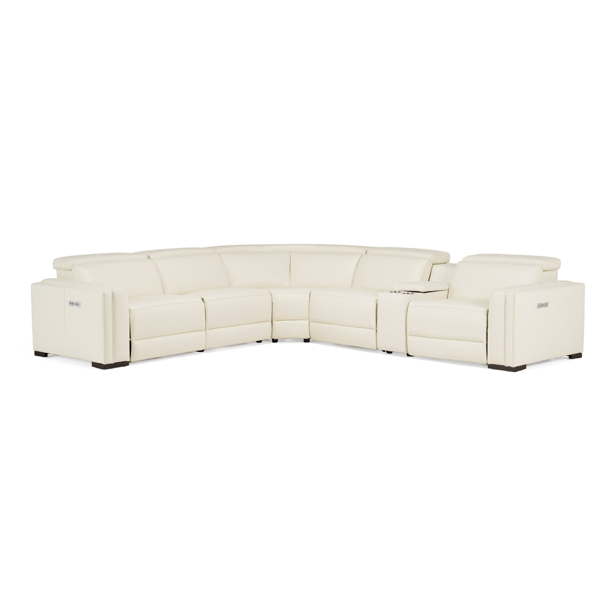 Frazier - Modern Leather Sectional Sofa with 3 Recliners and Console