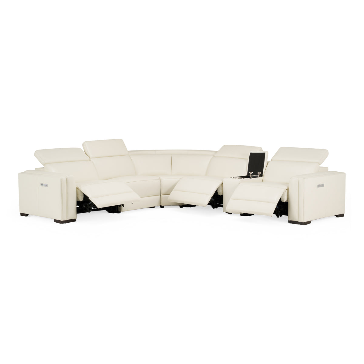 Frazier - Modern Leather Sectional Sofa with 3 Recliners and Console