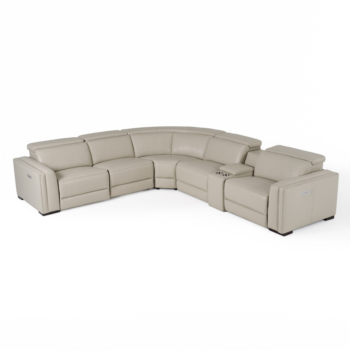 Frazier - Modern Leather Sectional Sofa with 3 Recliners and Console