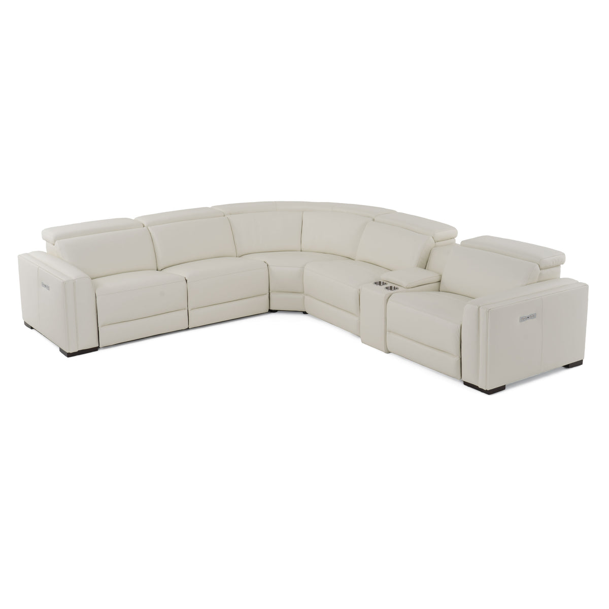 Frazier - Modern Leather Sectional Sofa with 3 Recliners and Console