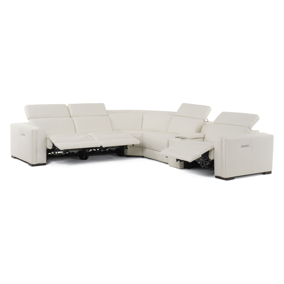 Frazier - Modern Leather Sectional Sofa with 3 Recliners and Console