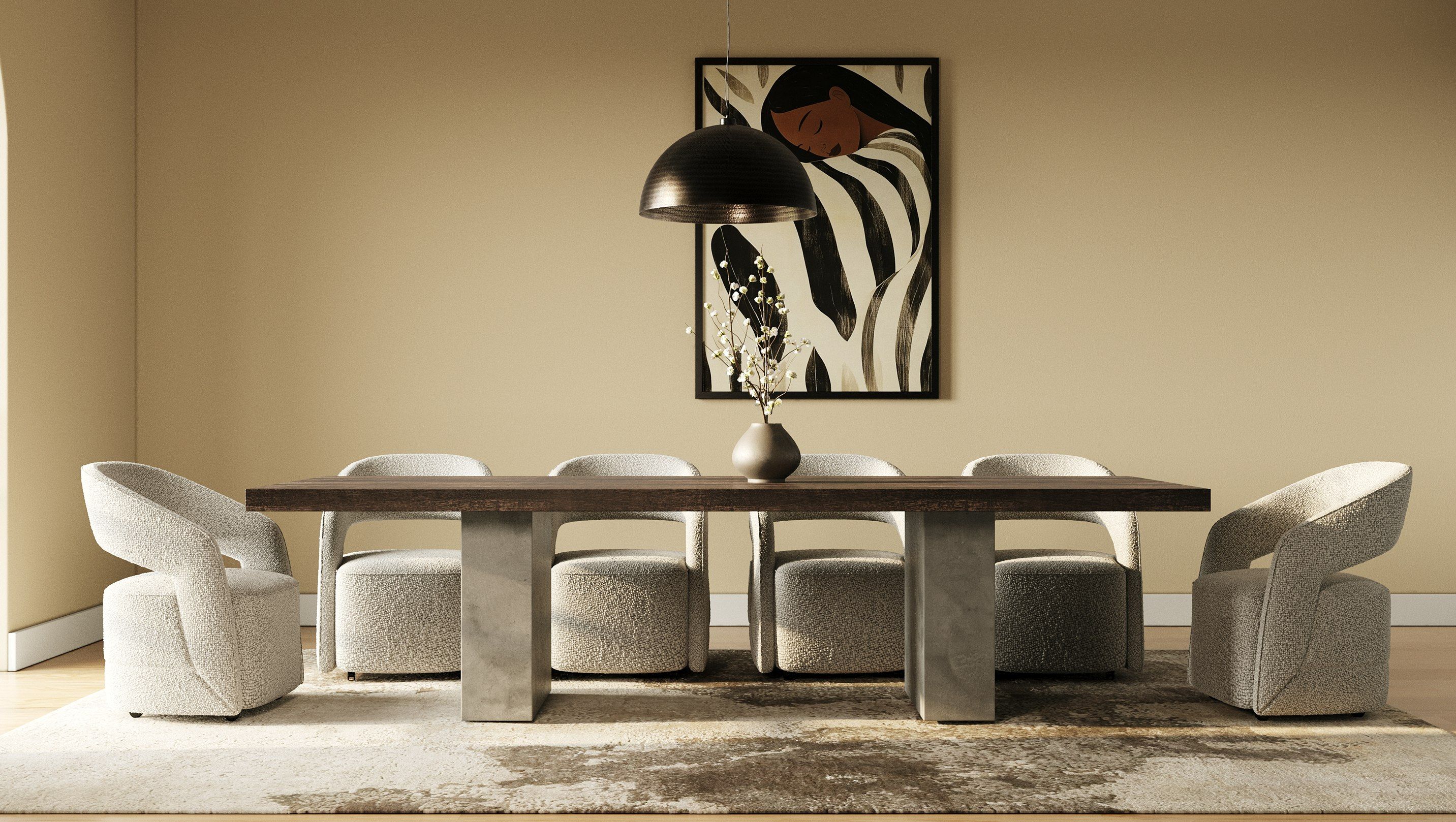 Renzo Modern Concrete 118" Dining Table