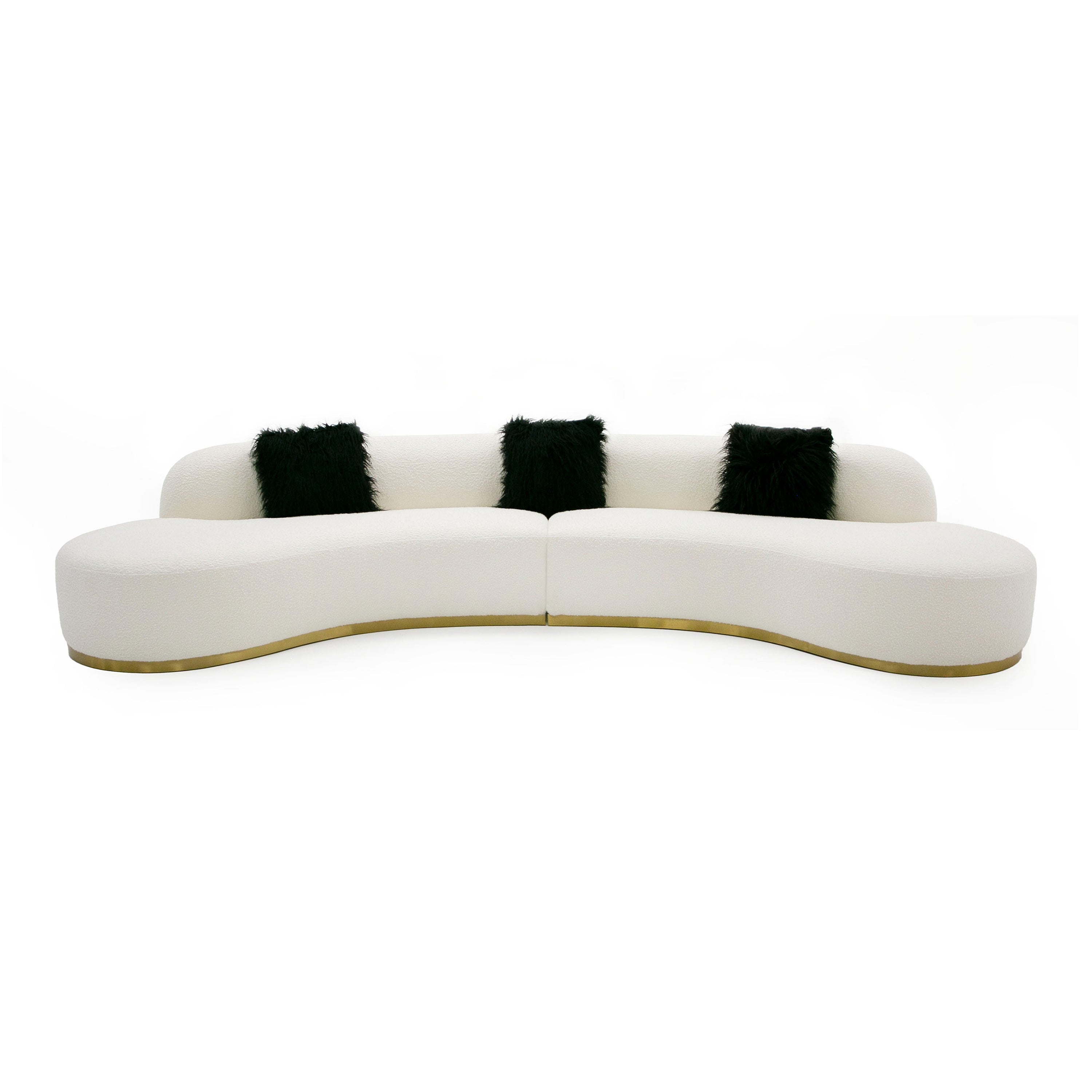 Frontier Glam Fabric Curved Sectional Sofa with Pillows
