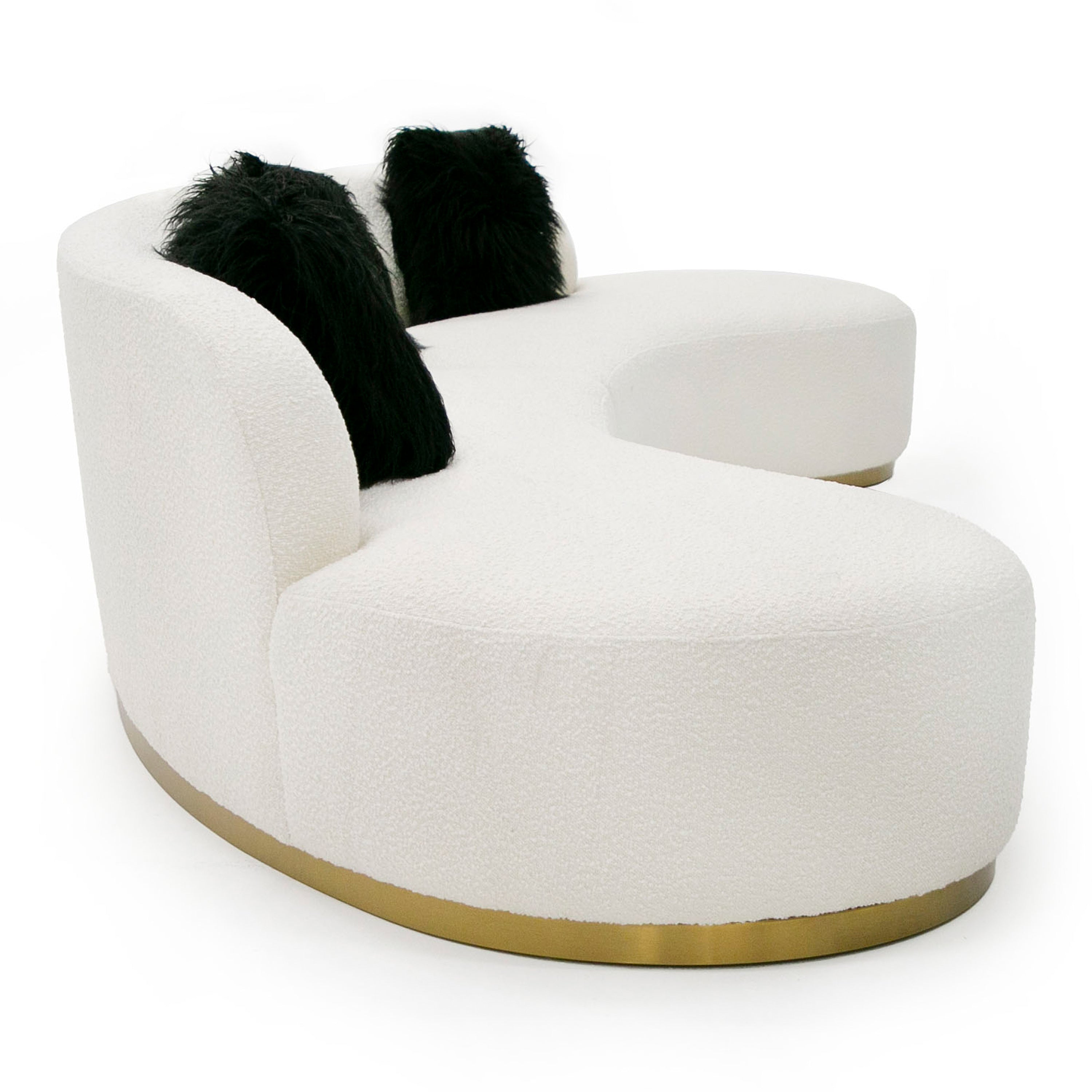 Frontier Glam Fabric Curved Sectional Sofa with Pillows