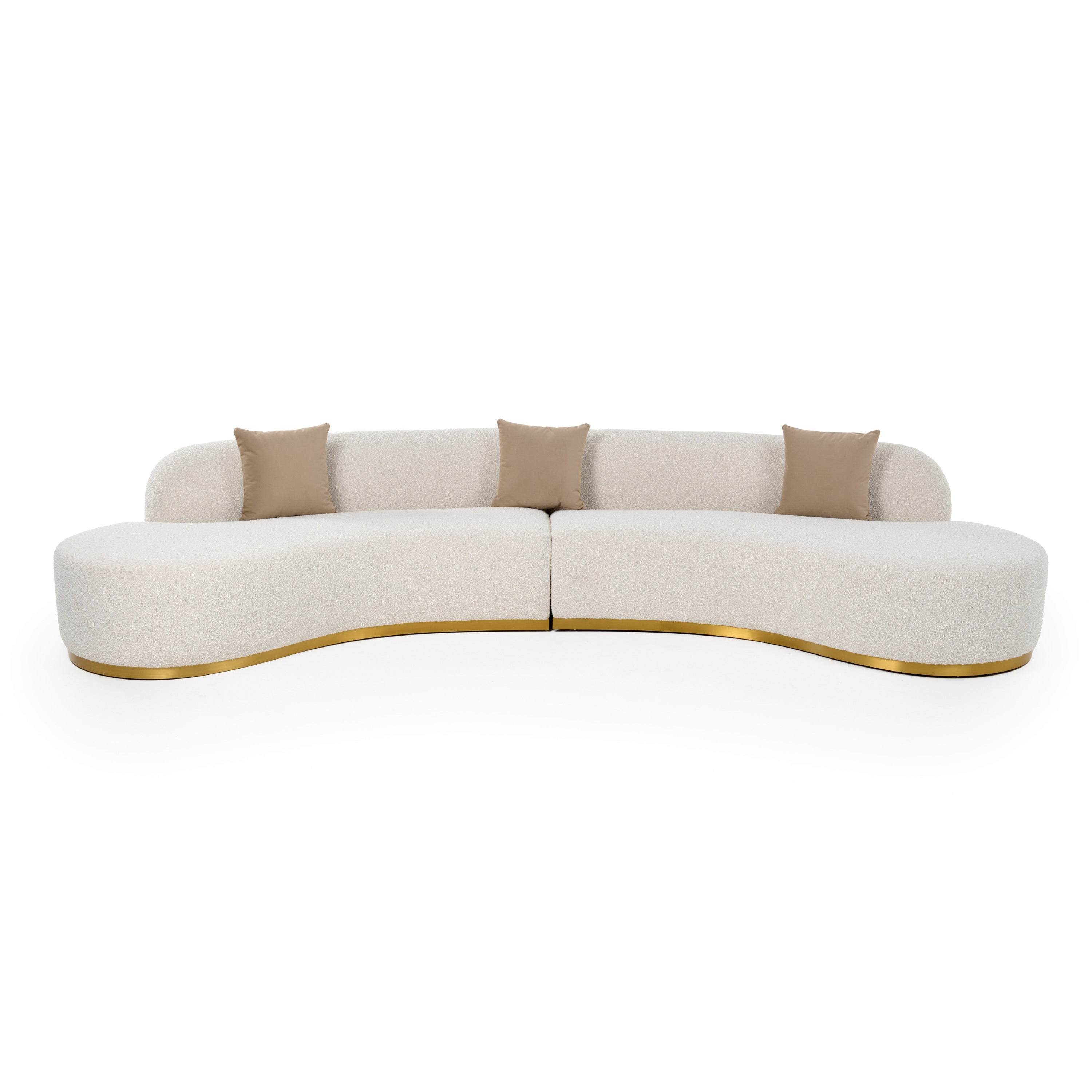Frontier Glam Fabric Curved Sectional Sofa with Pillows