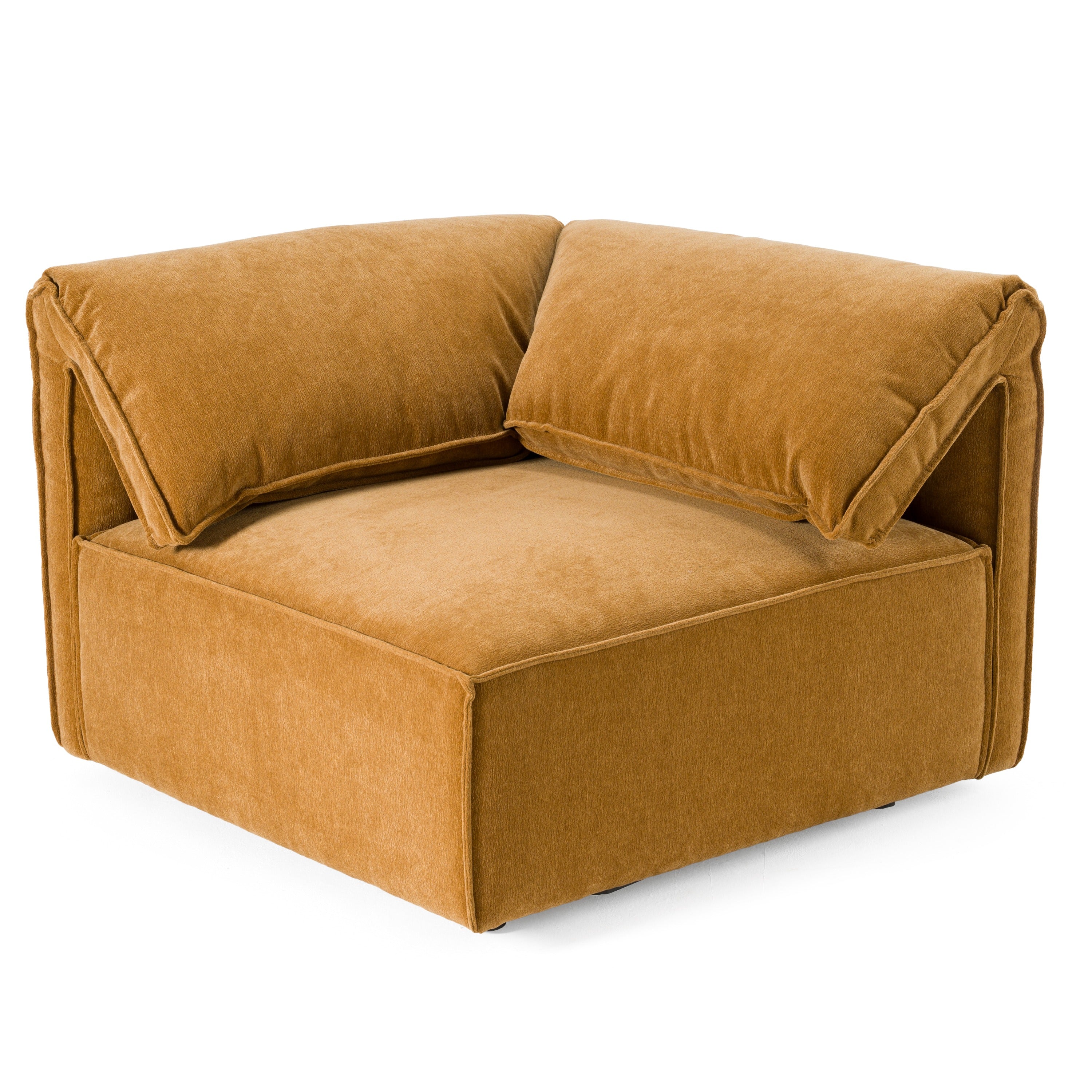 Gene Modern Ochre Fabric Modular Corner Sectional Seat