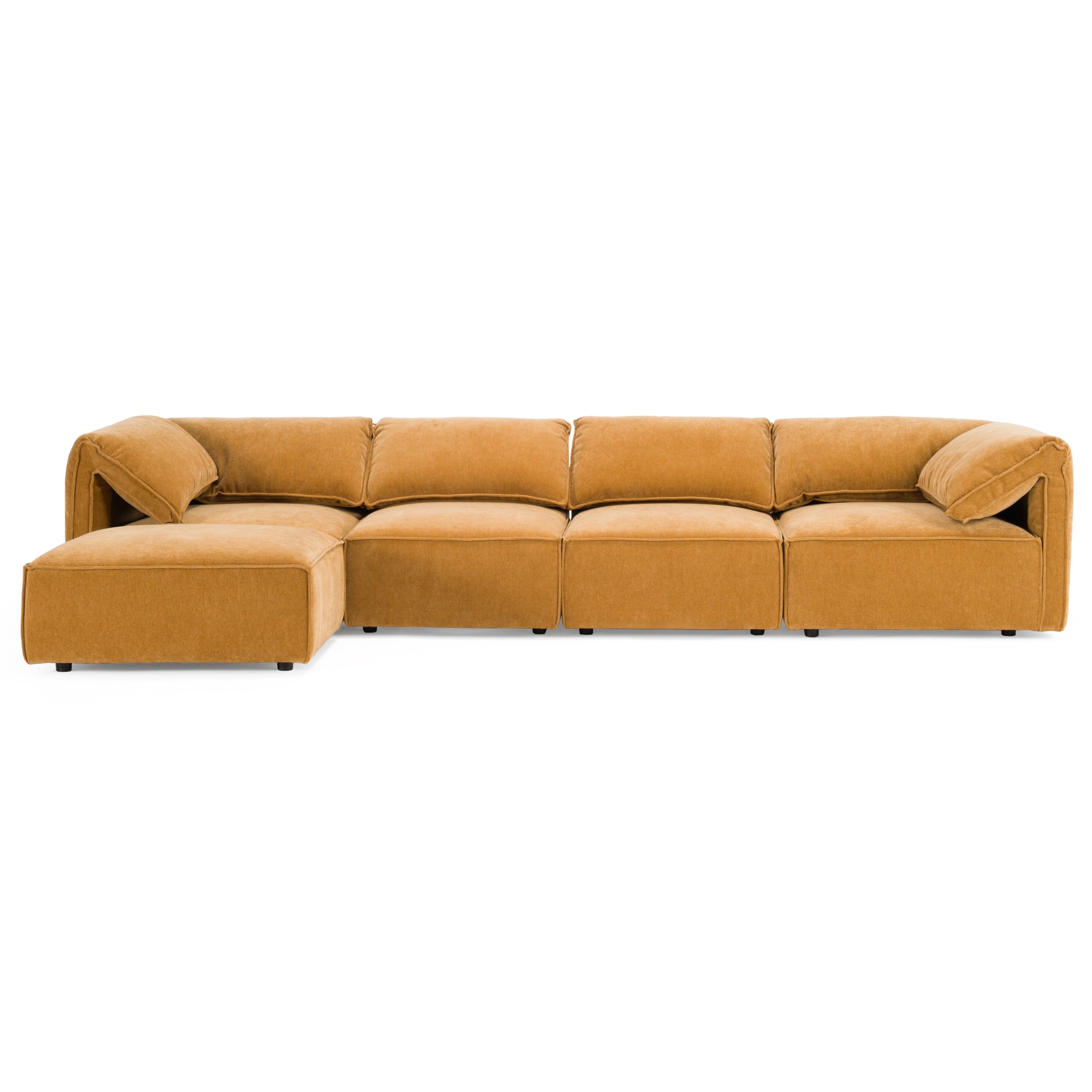 Gene Modern Ochre Fabric 5-Piece Modular Sectional Sofa