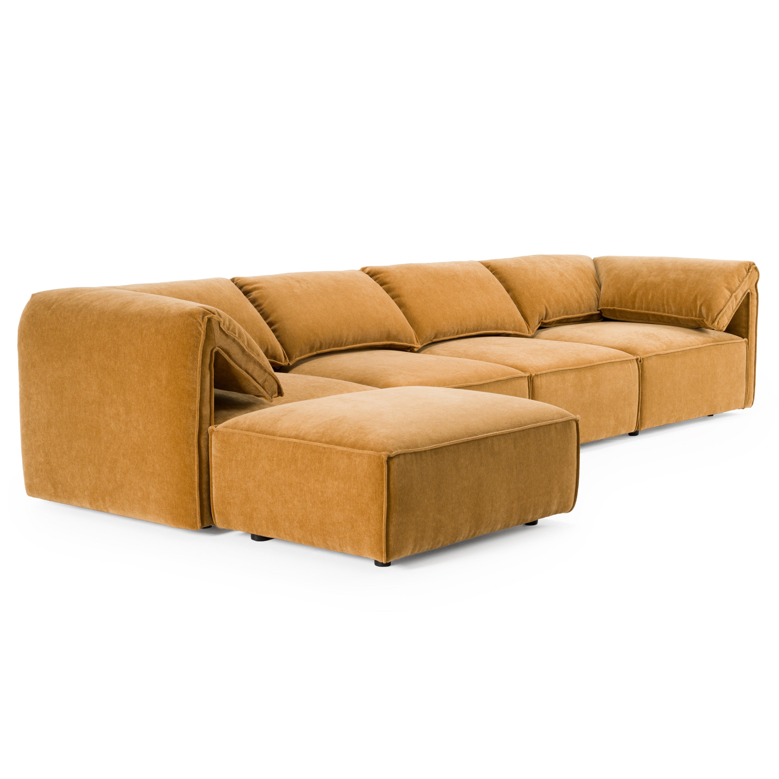 Gene Modern Ochre Fabric 5-Piece Modular Sectional Sofa