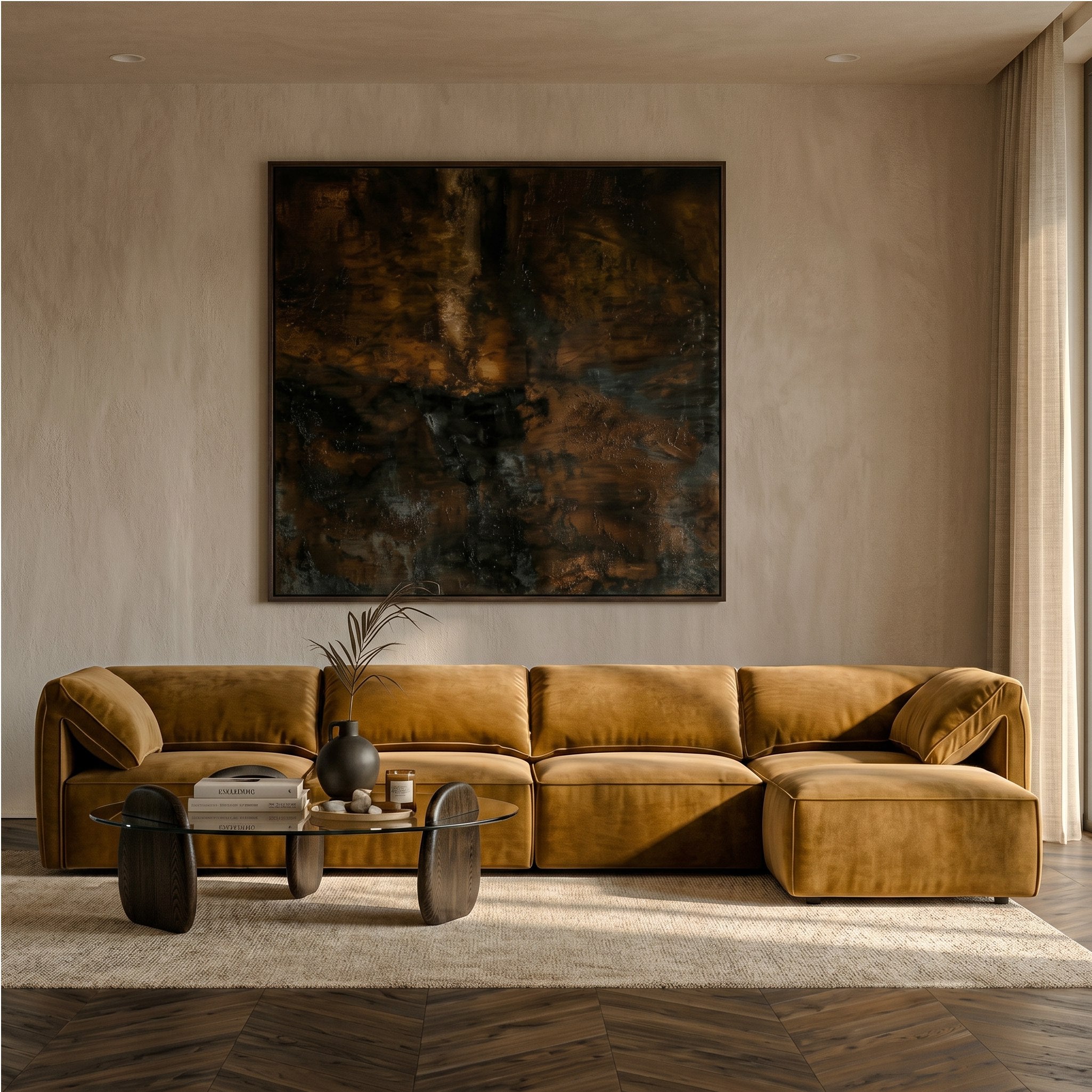 Gene Modern Ochre Fabric Modular Corner Sectional Seat