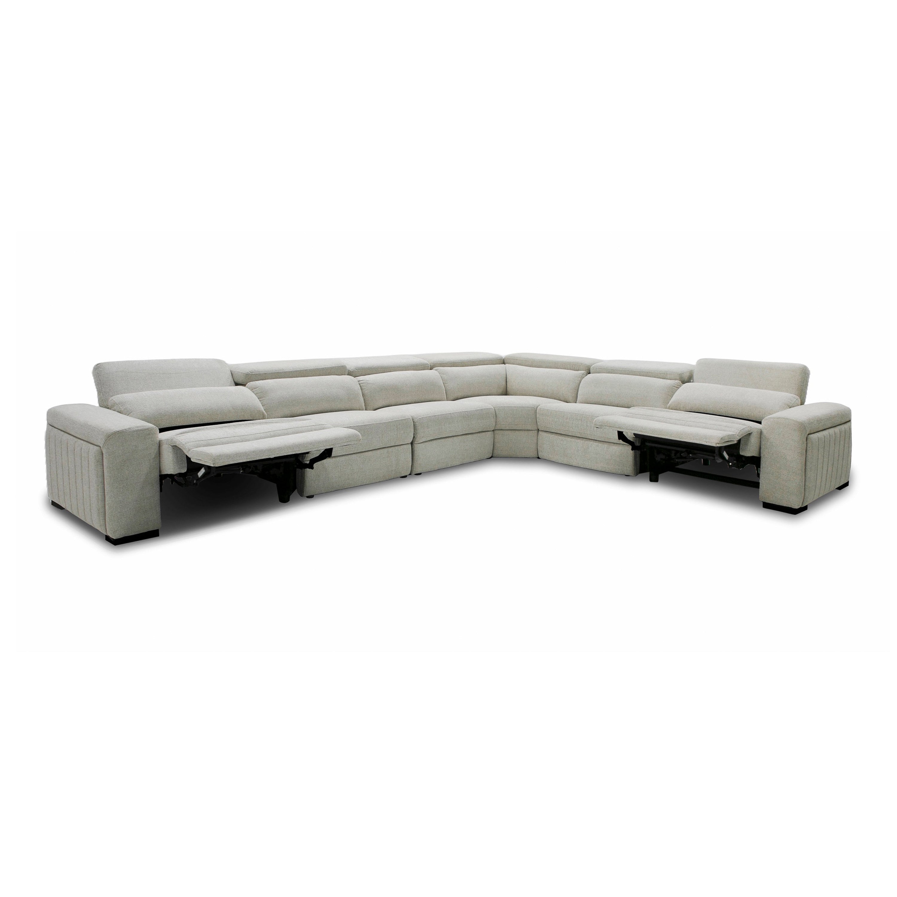 Gering Modern Fabric Sectional Sofa With 2 Power Recliners