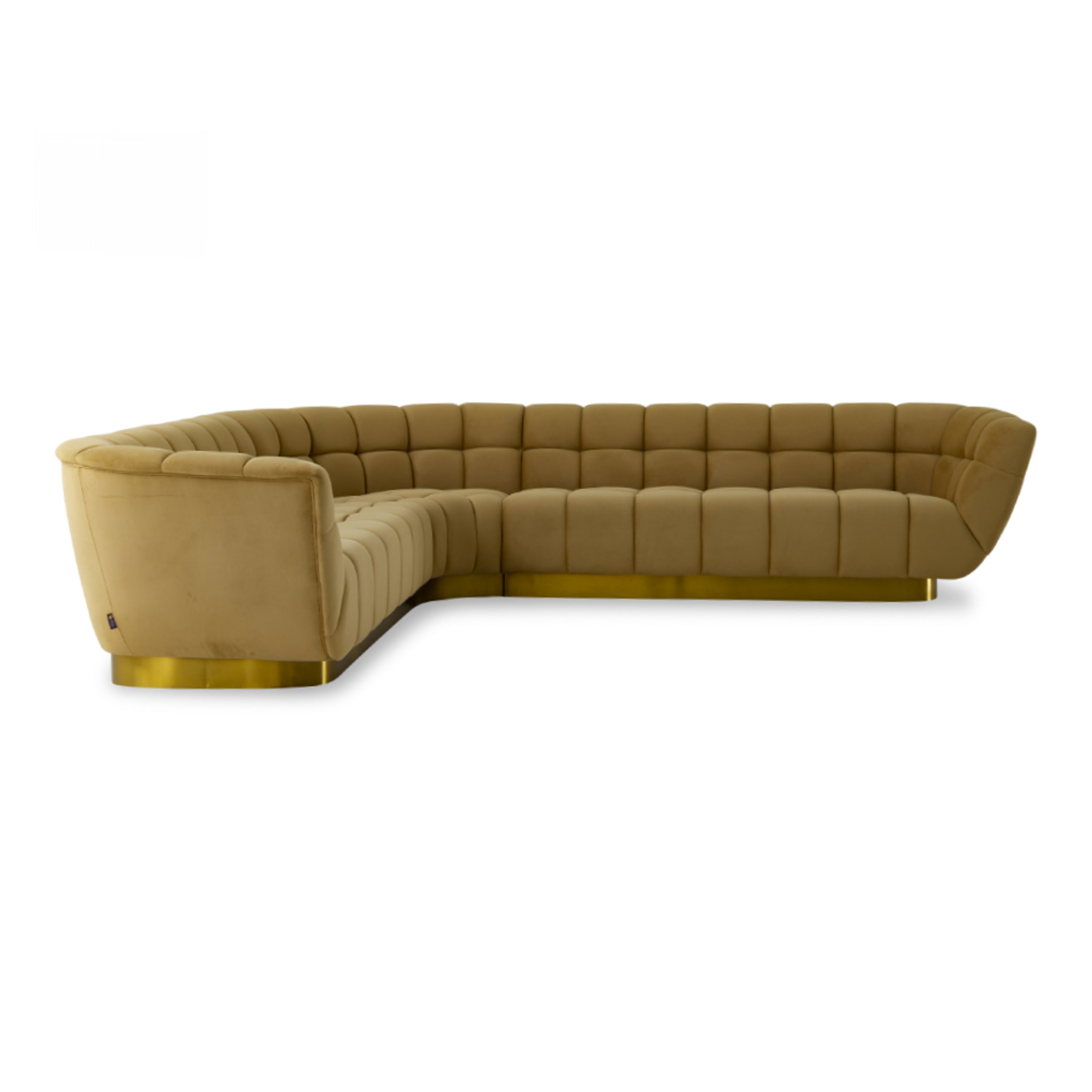 Granby Glam Mustard and Fabric Sectional Sofa