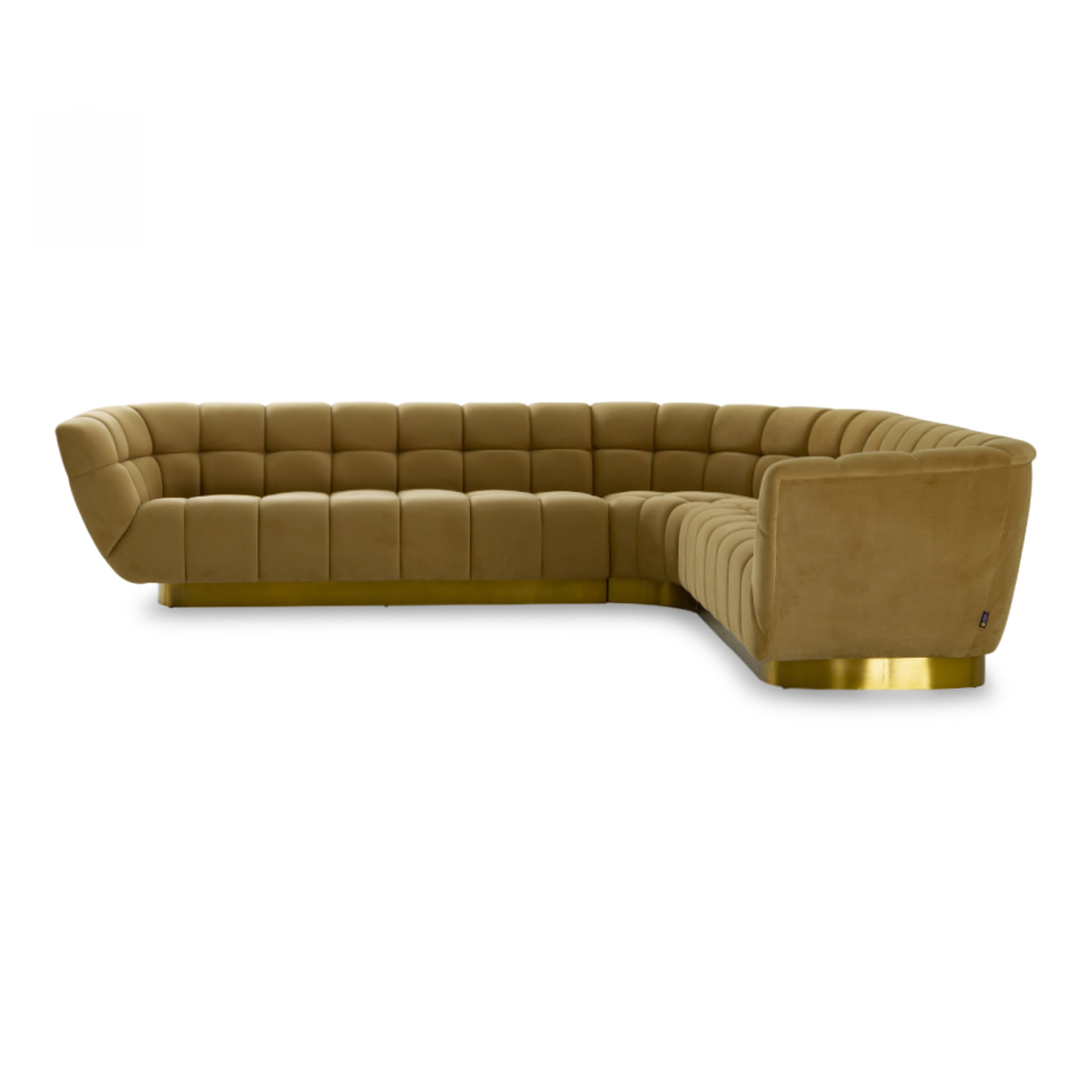 Granby Glam Mustard and Fabric Sectional Sofa