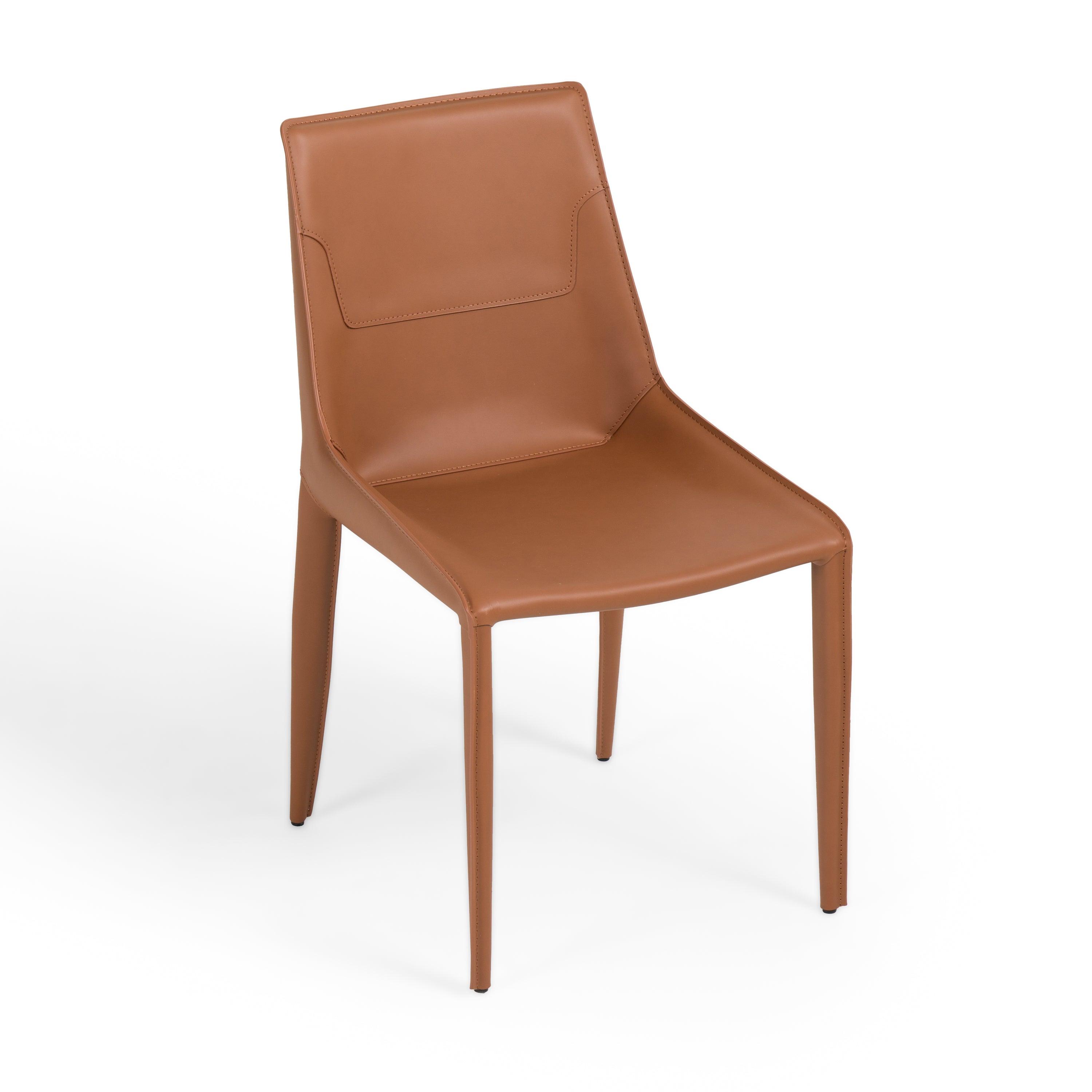 Modrest Halo Modern Saddle Leather Dining Chair Set of Two