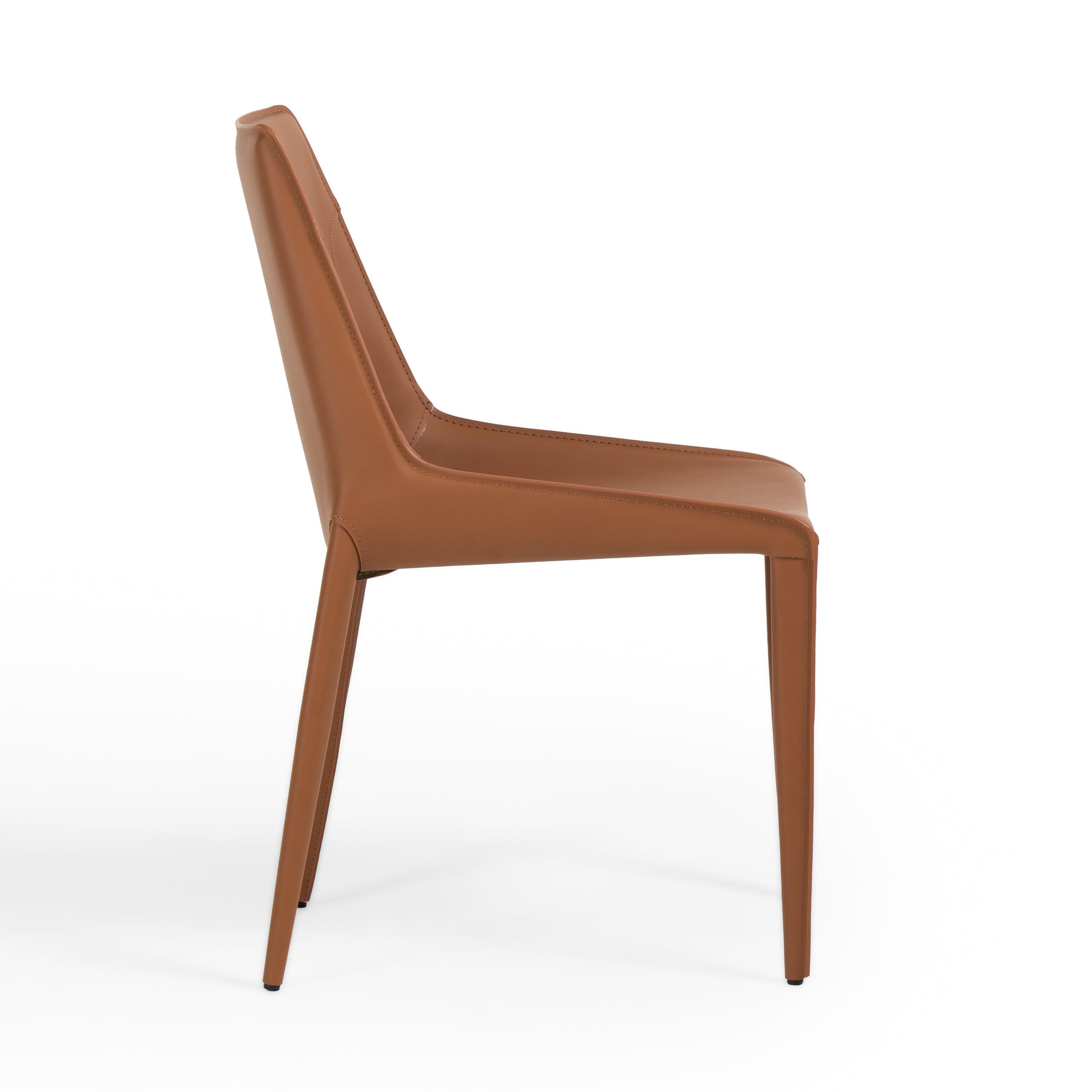 Modrest Halo Modern Saddle Leather Dining Chair Set of Two