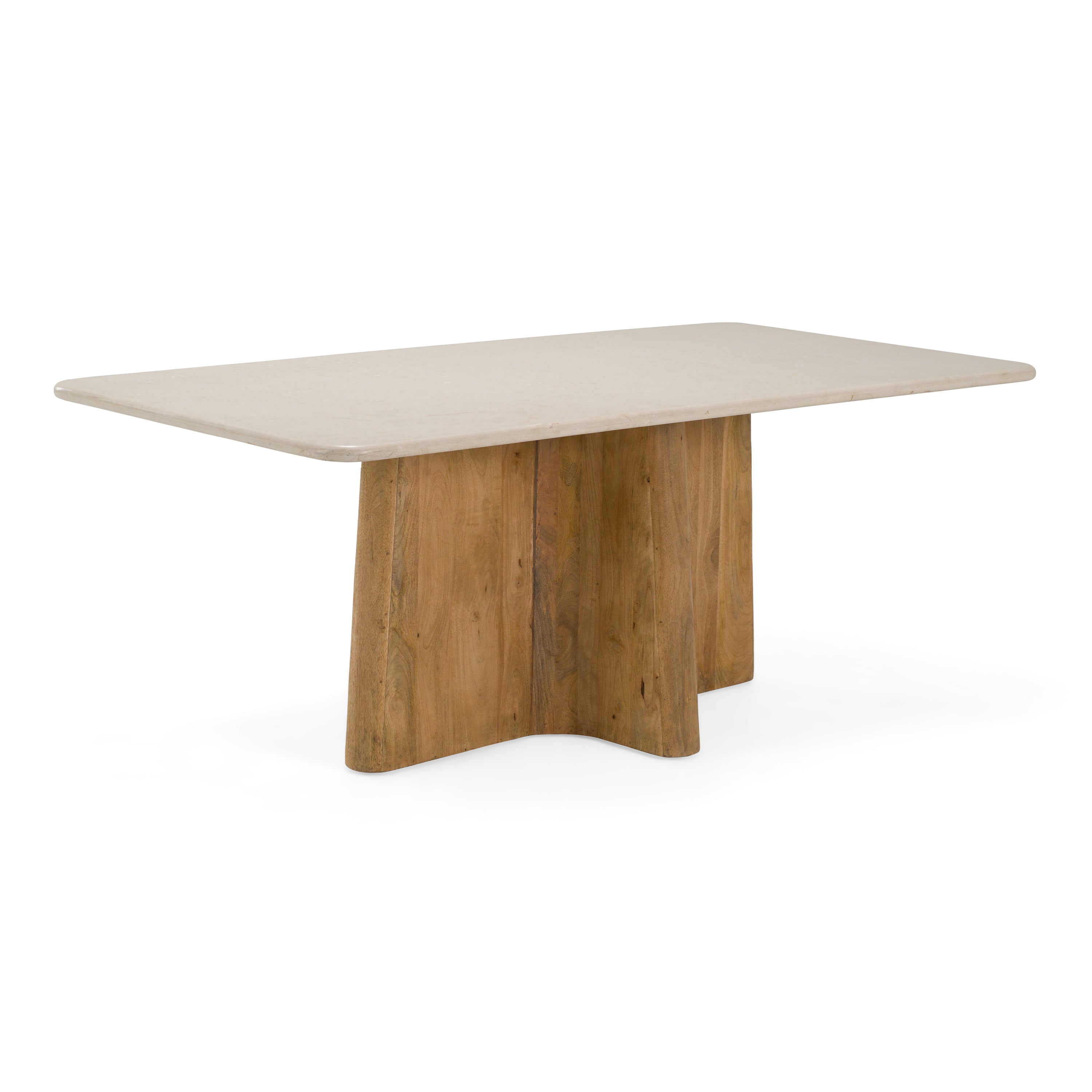 Harley Modern Marble and Mango Wood Rectangular Dining Table