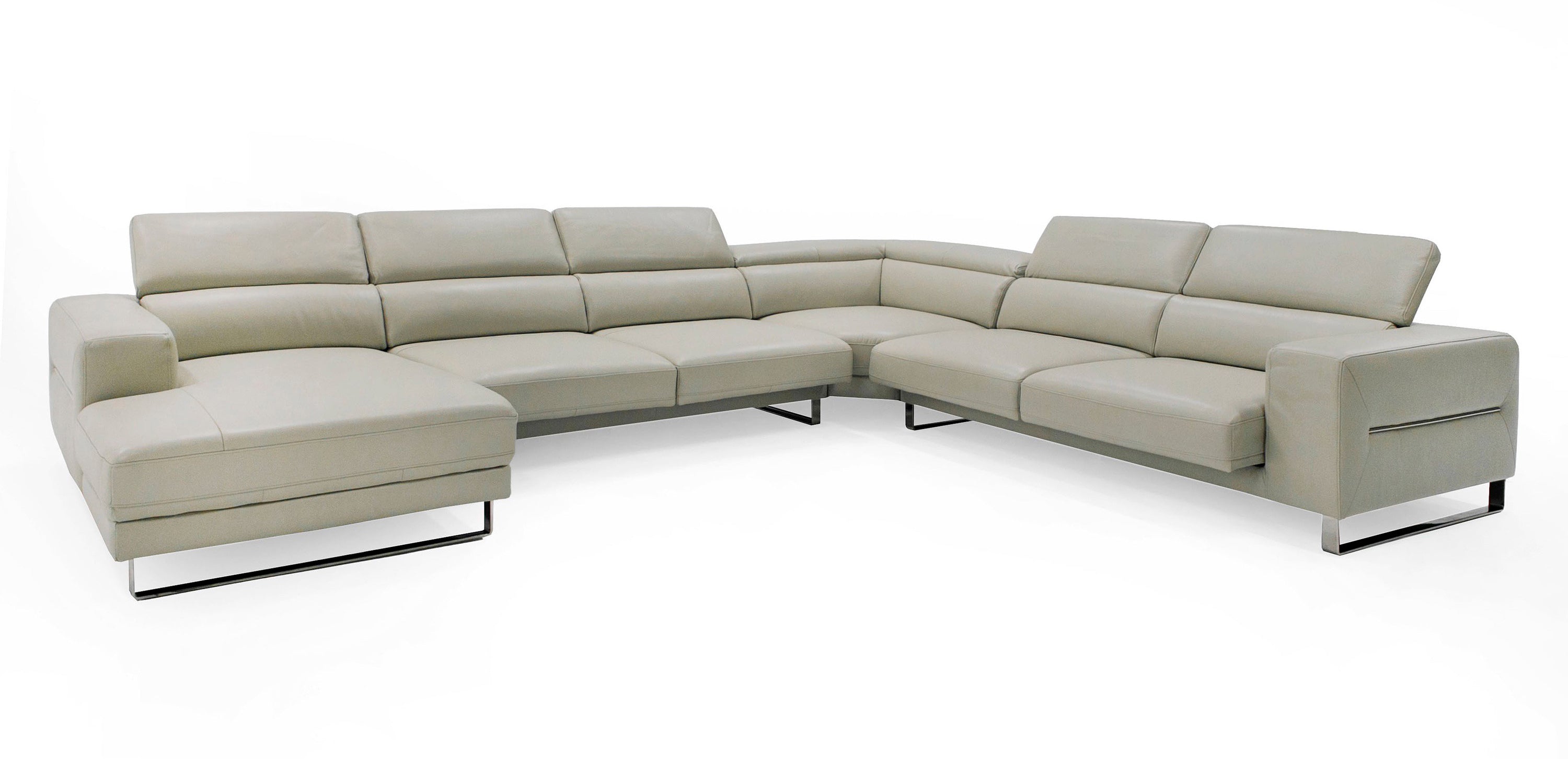 Hawkey Contemporary Leather LAF Chaise Sectional Sofa