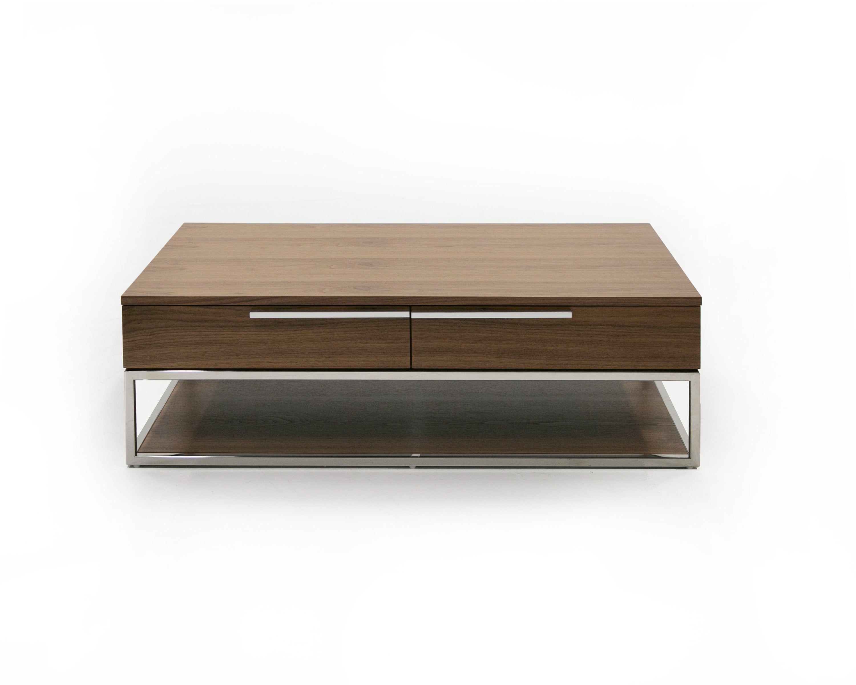 Modrest Heloise - Modern Walnut and Stainless Steel Coffee Table-Coffee Table-VIG-Wall2Wall Furnishings