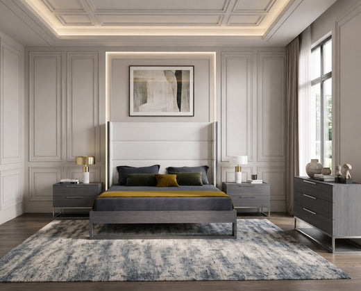 Heloise - Contemporary Leather and Elm 4-Piece Bedroom Set