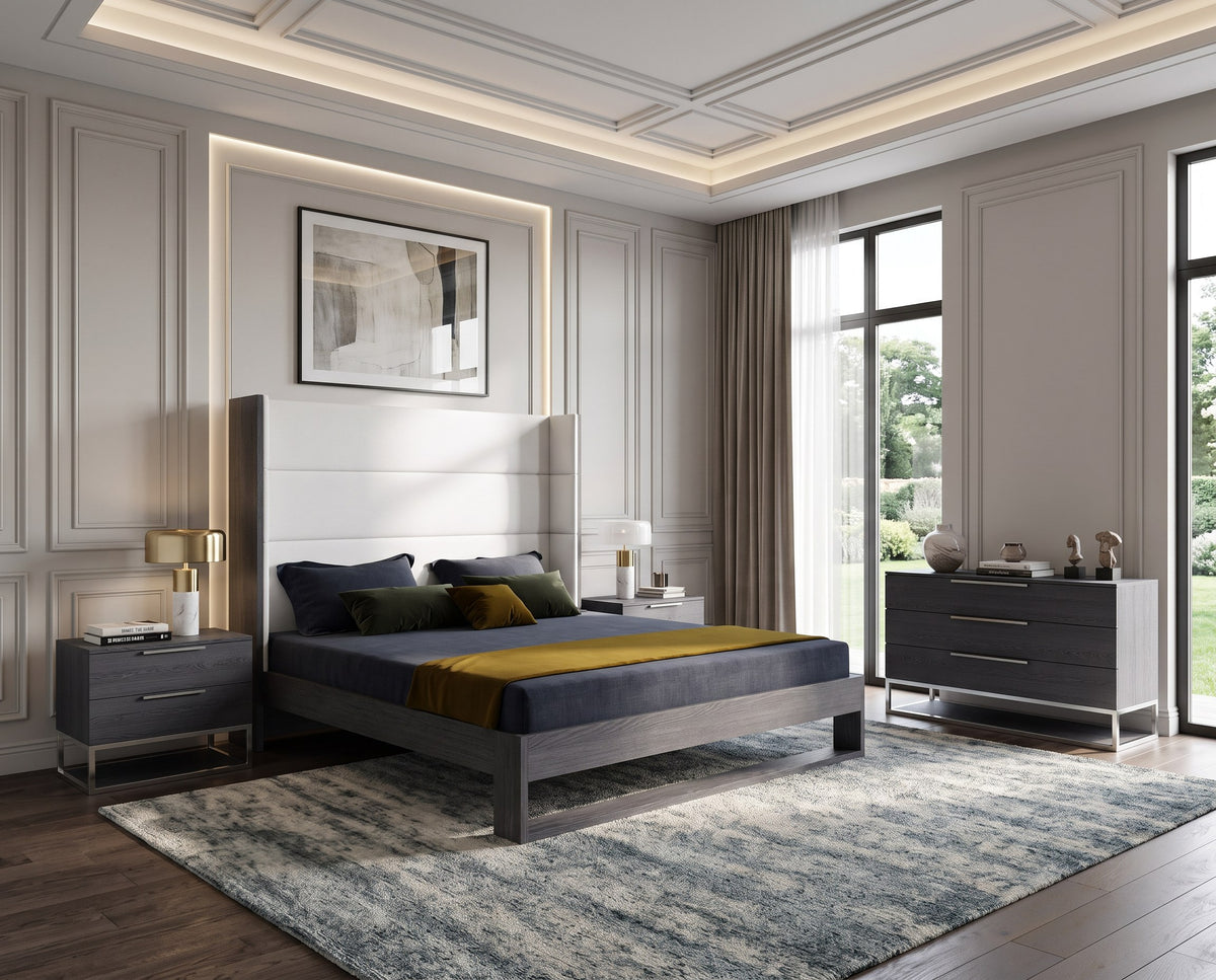 Heloise - Contemporary Leather and Elm 4-Piece Bedroom Set