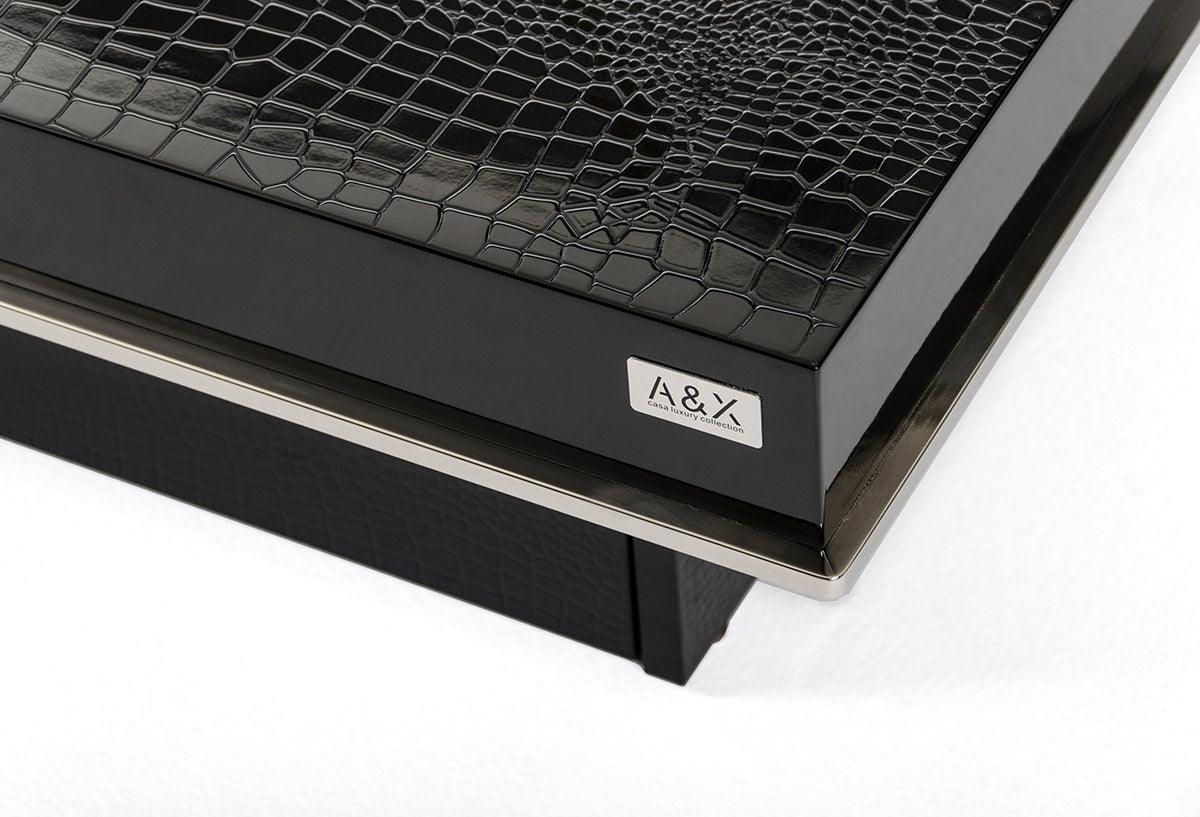 Horizon Modern Crocodile Coffee Table w/ Pull Out Squares