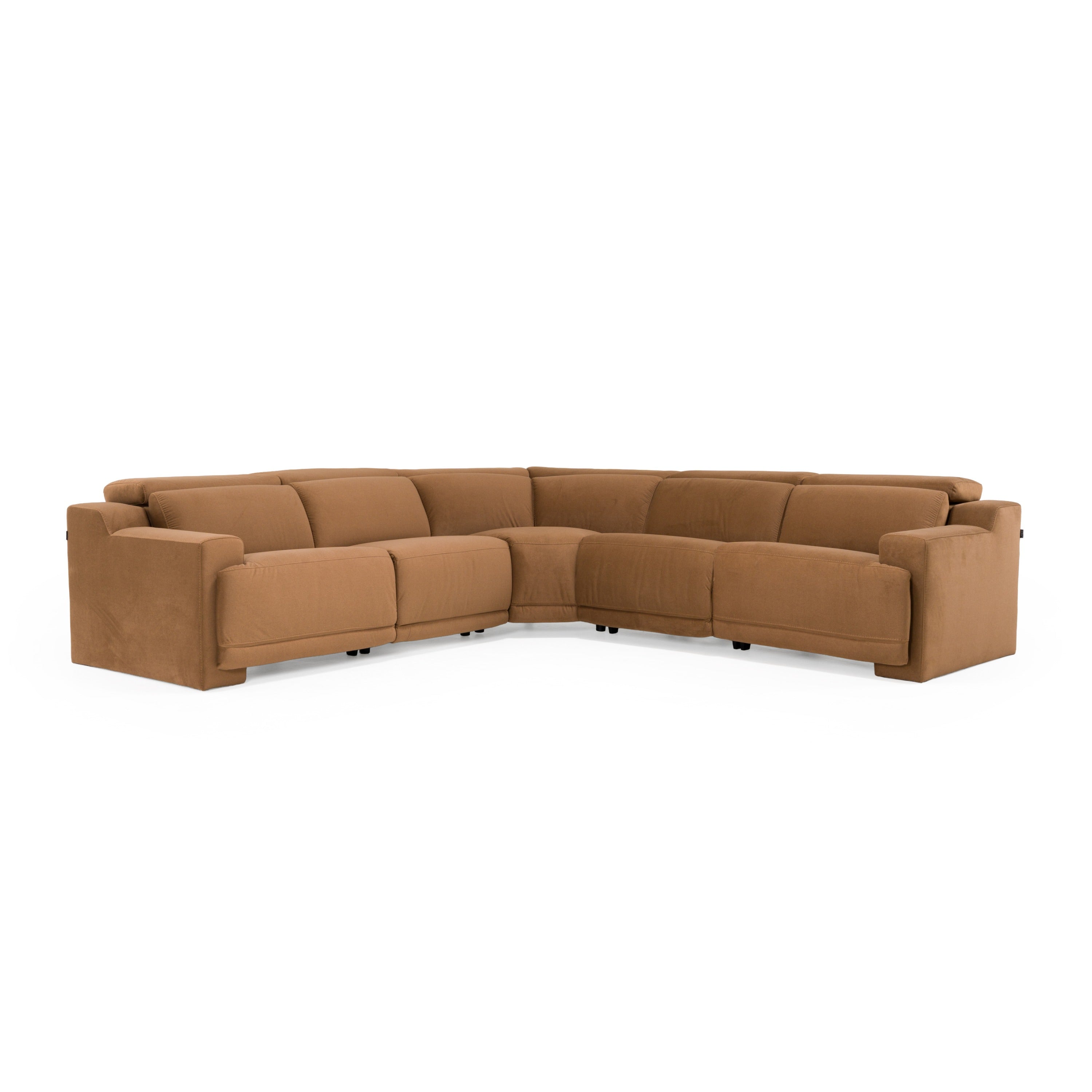 Horton Modern Fabric Sectional Sofa w/ 3 Recliners