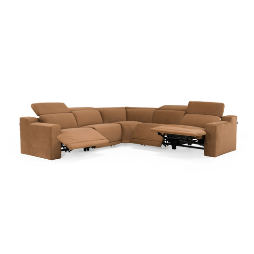 Horton Modern Fabric Sectional Sofa w/ 3 Recliners