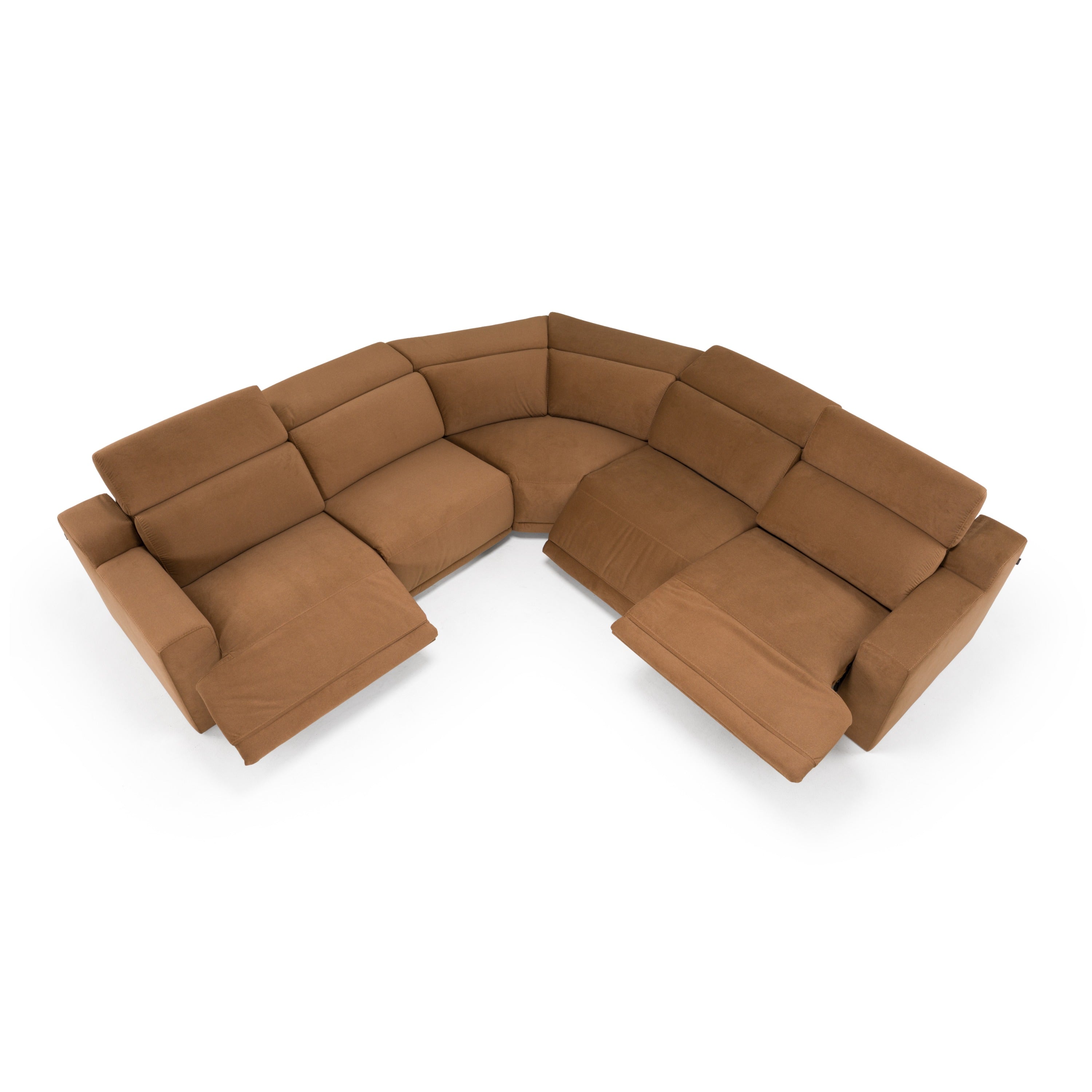 Divani Casa Horton Modern Fabric Sectional w/ 3 Recliners
