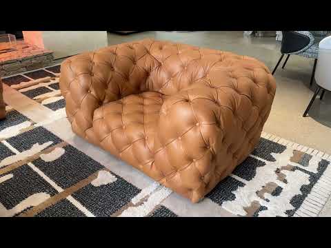 Dexter Transitional Italian Leather Tufted Sofa