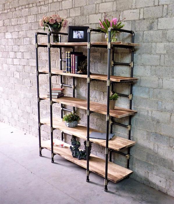 Furniture Pipeline Industrial Style Bookcase - Bookshelf - Shelves - Wall2Wall Furnishings