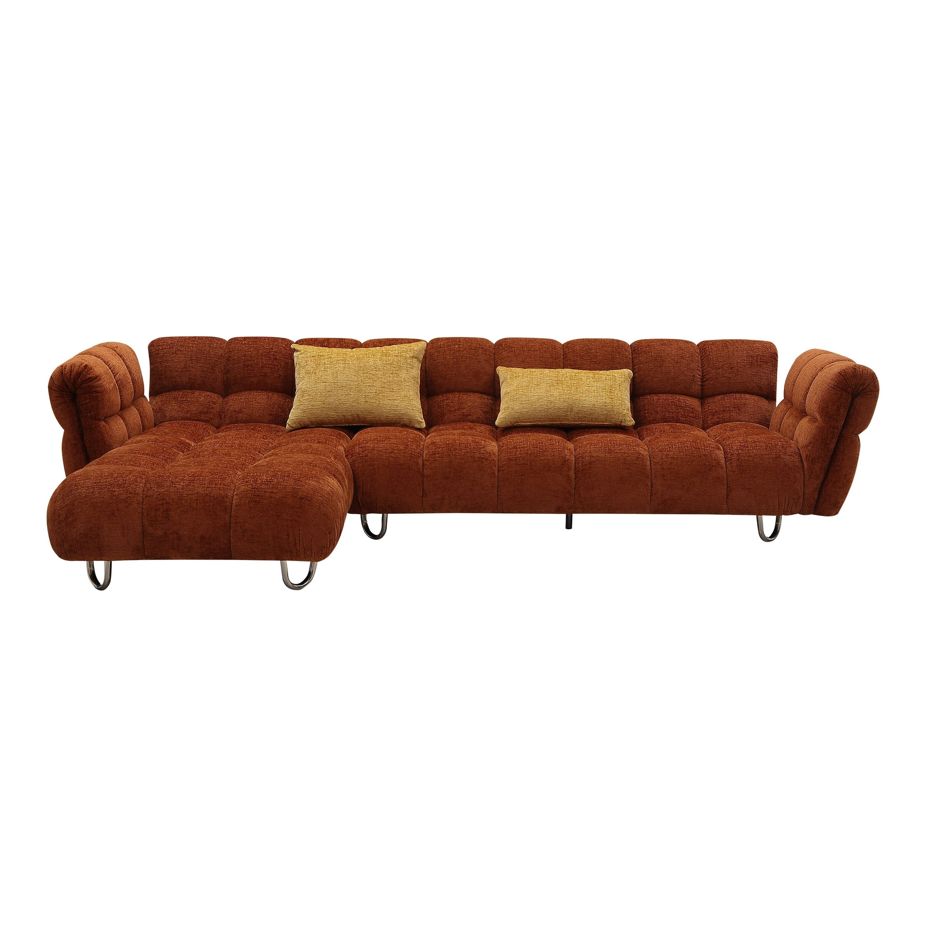 Jacinda Modern Burnt Fabric Left Facing Sectional Sofa and 2 Pillows