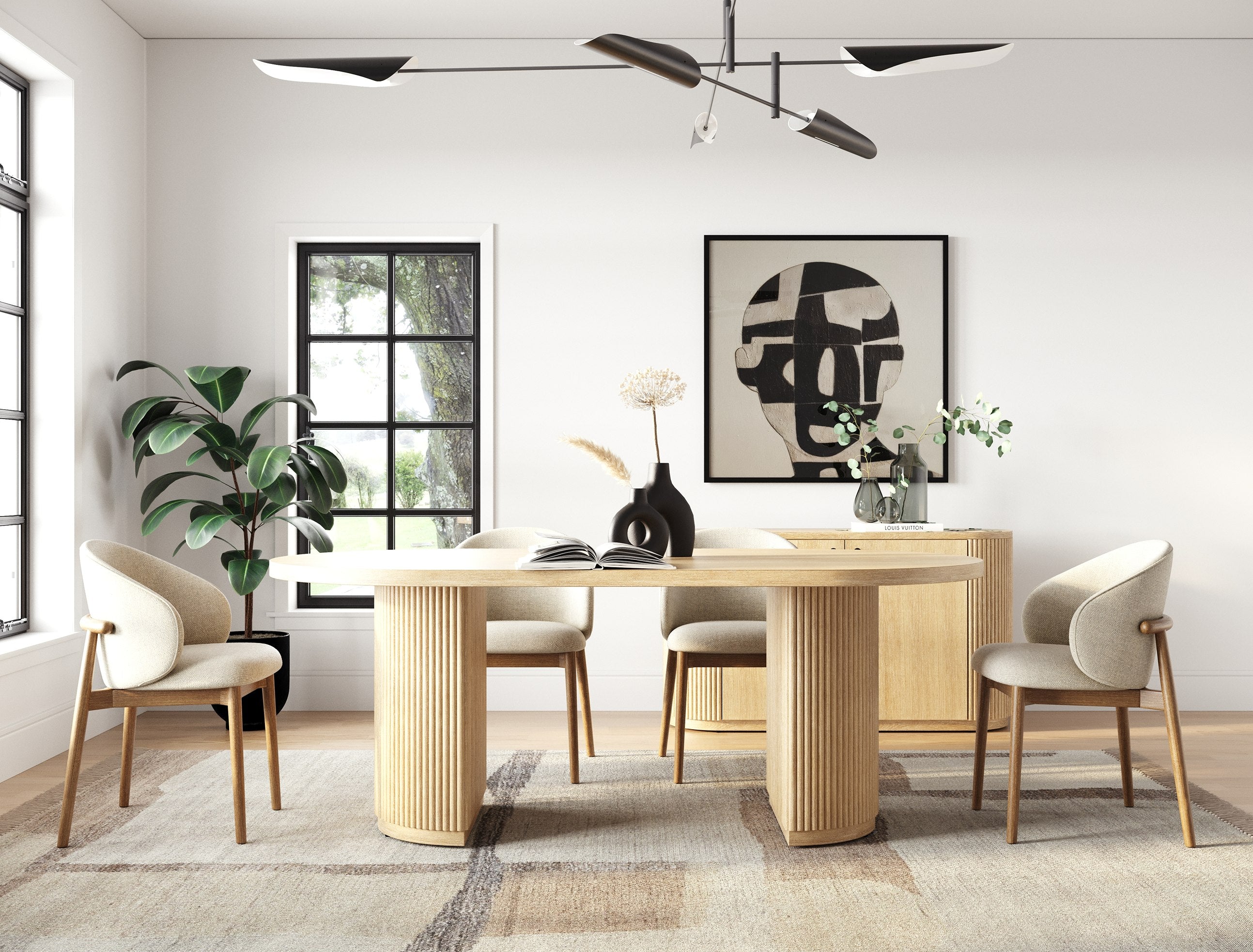 Modrest Jacobson Modern Natural Acacia Oval Dining Table
