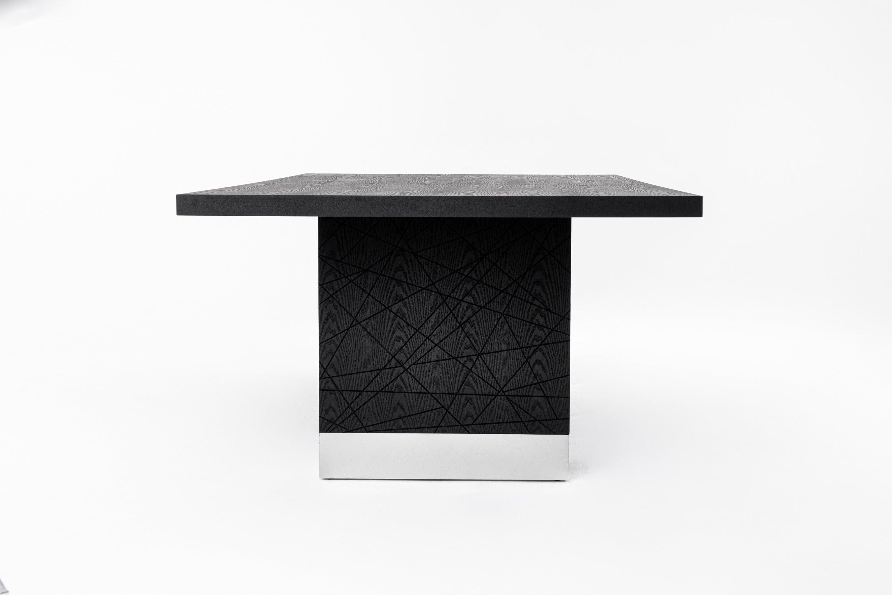 Modrest Kenda Modern Ash Stainless Steel Dining Table