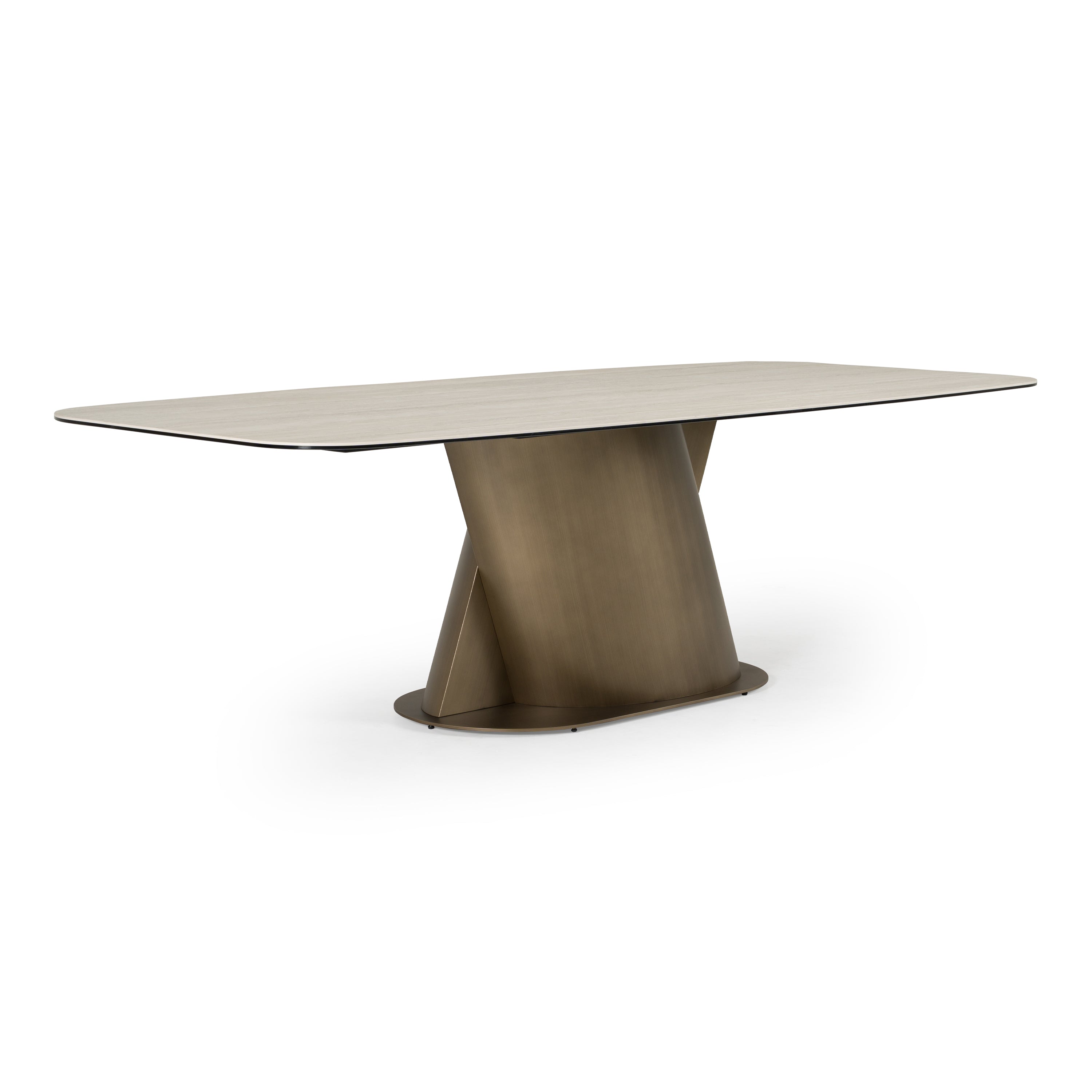 Kiefer Modern Faux Travertine Ceramic Dining Table